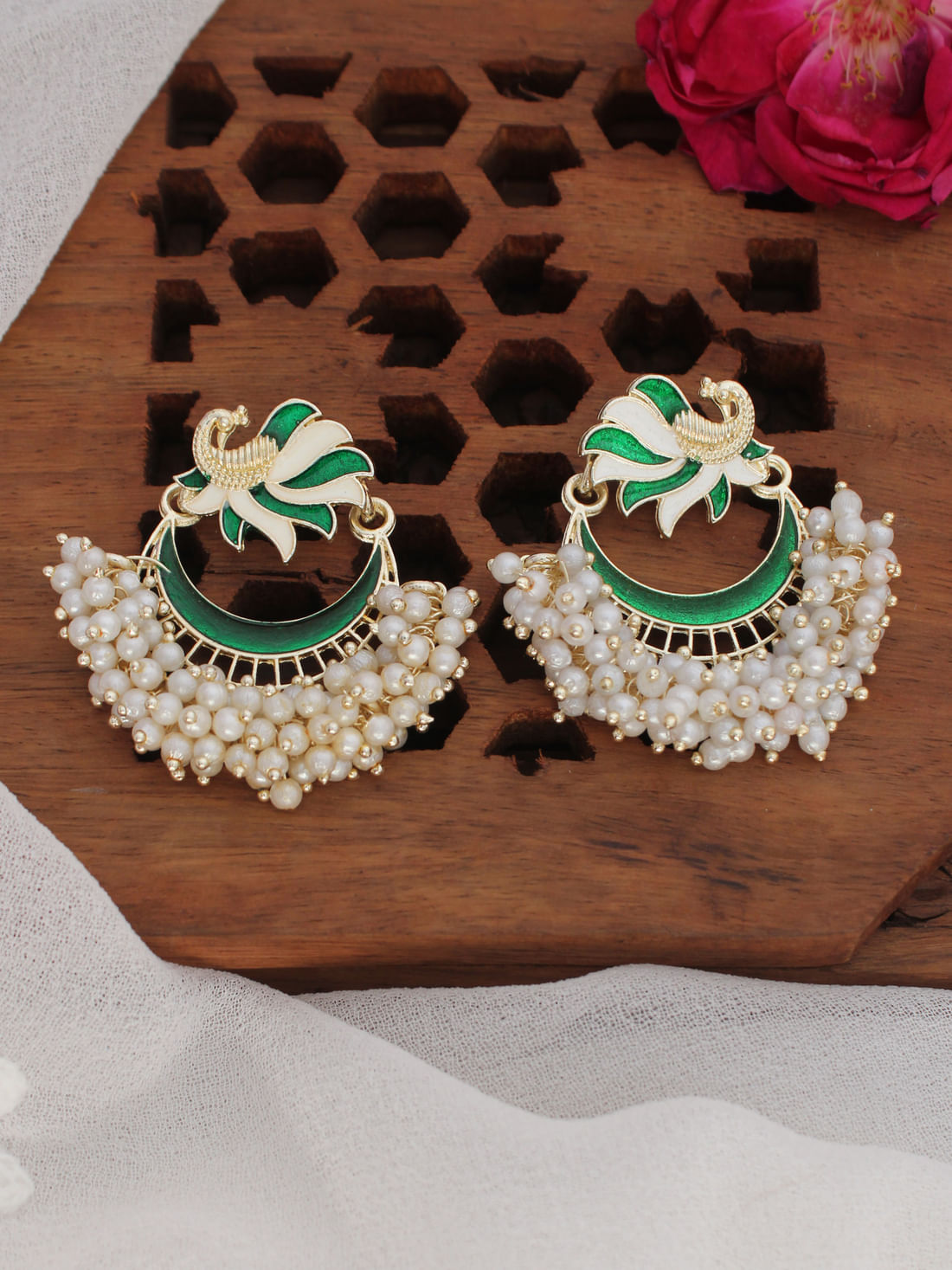 Green Color Meenakari Earring