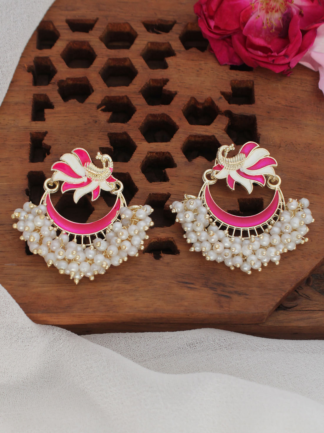 Pink Color Meenakari Earring