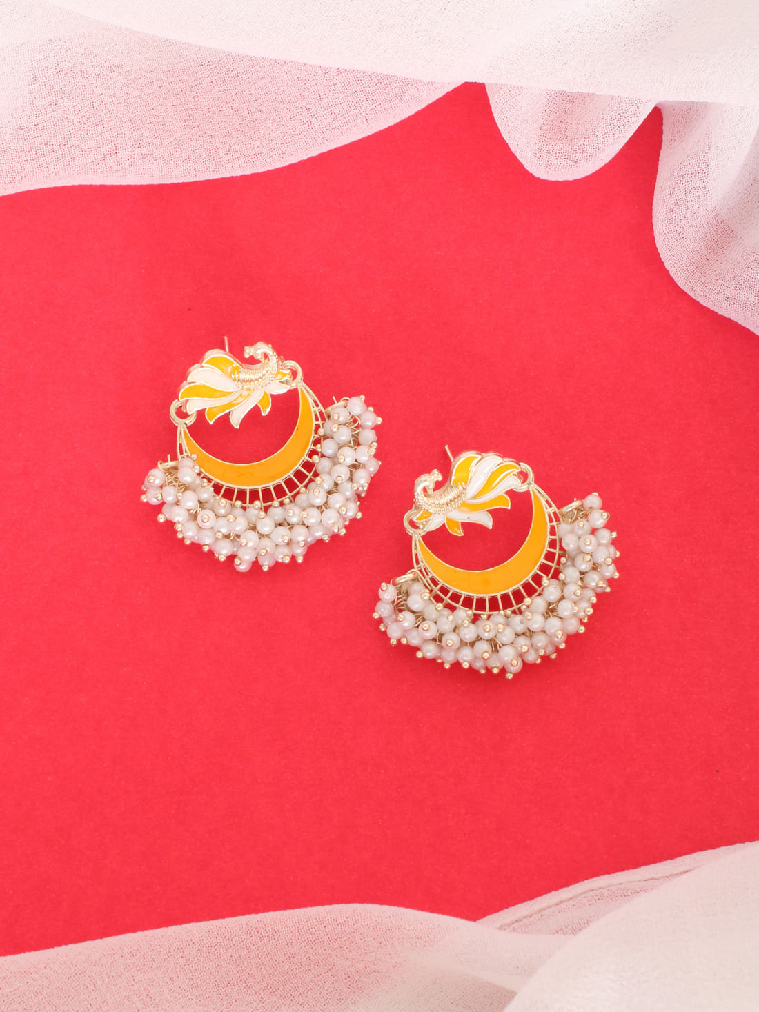Yellow Color Meenakari Earring