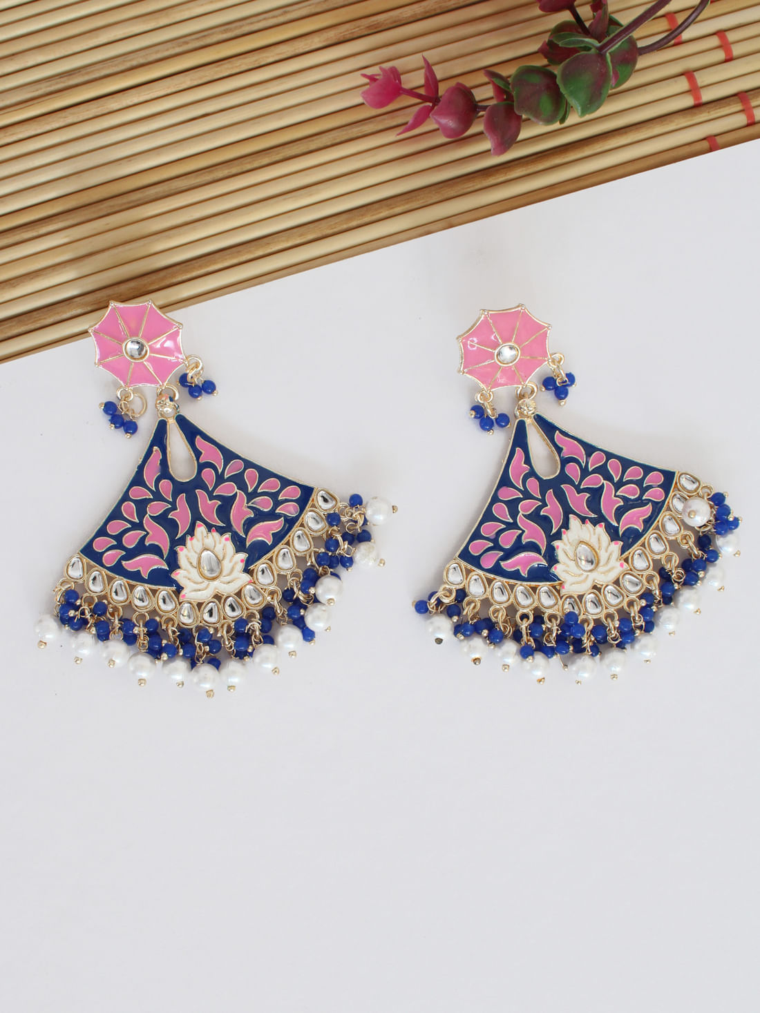Dark Blue Color Meenakari Earring