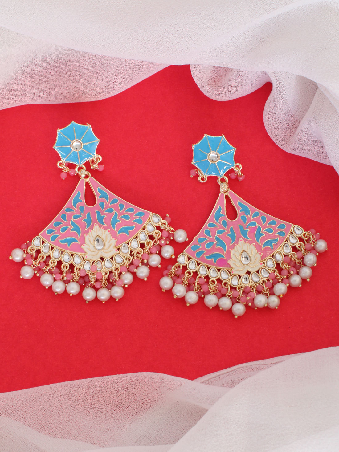 Pink Color Meenakari Earring