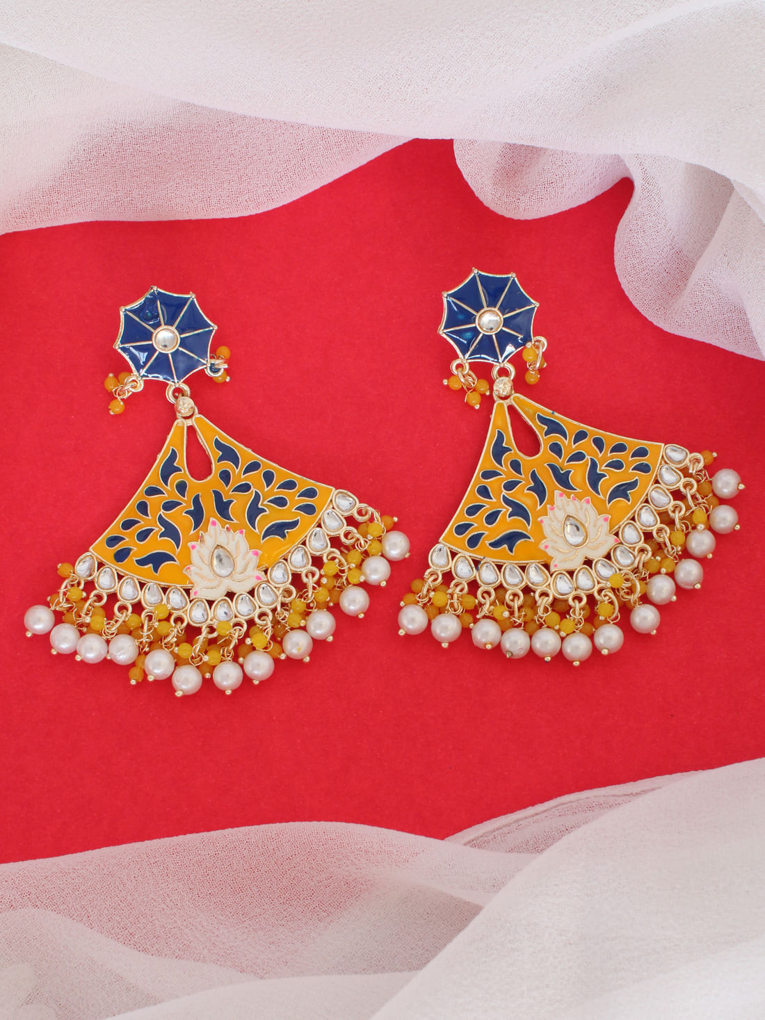 Yellow Color Meenakari Earring