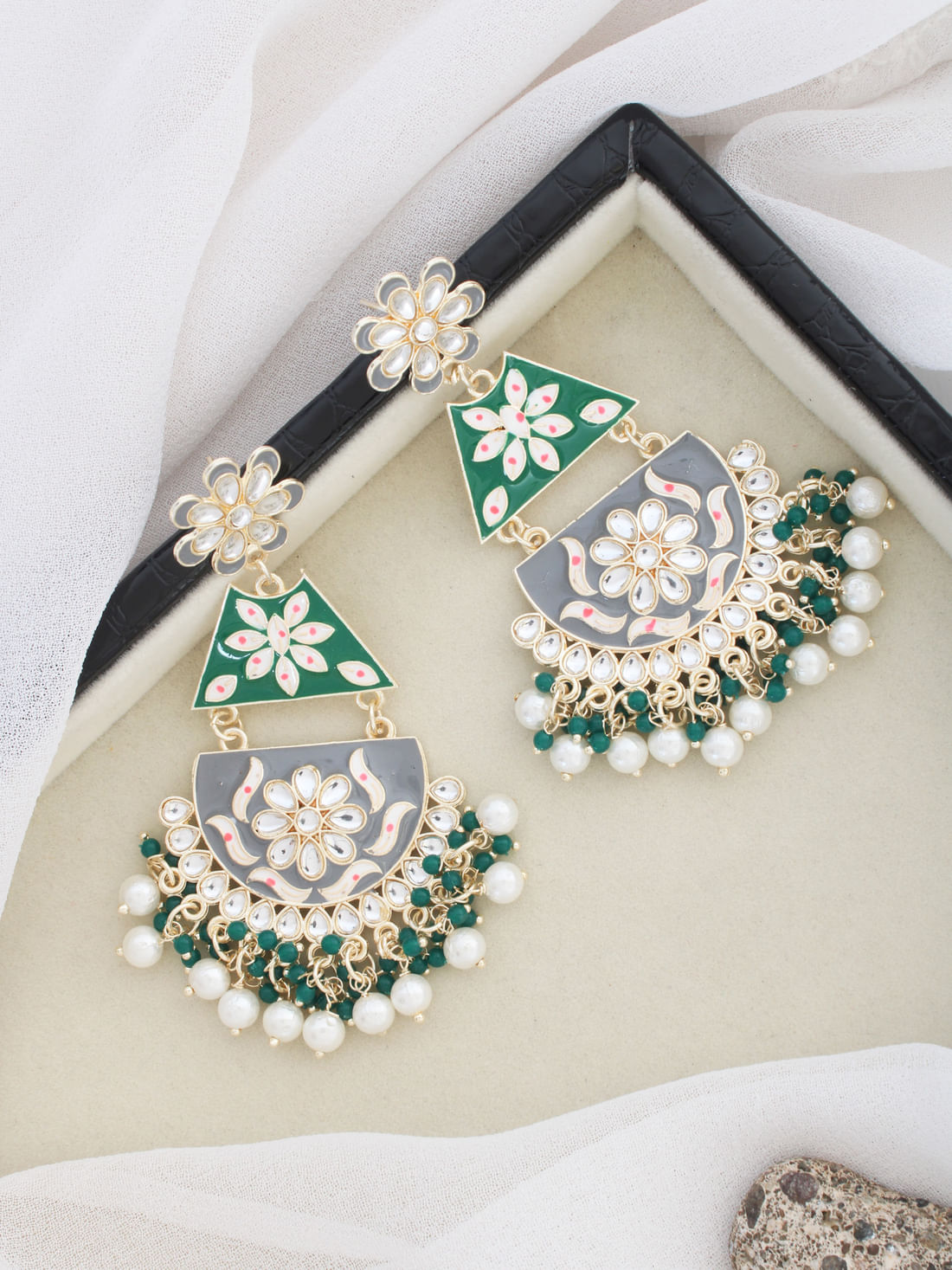 Green Color Meenakari Earring