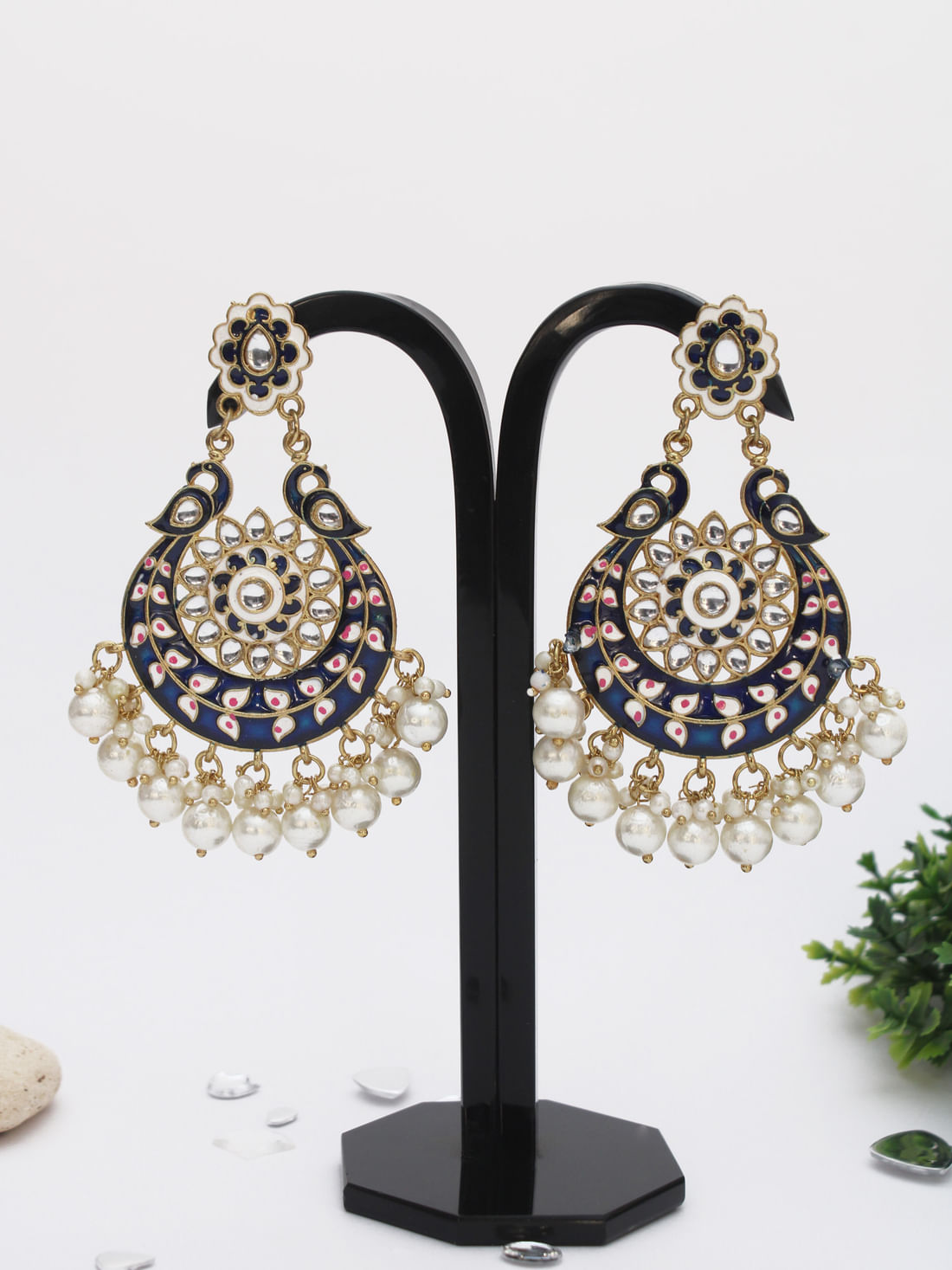 Dark Blue Color Meenakari Earring