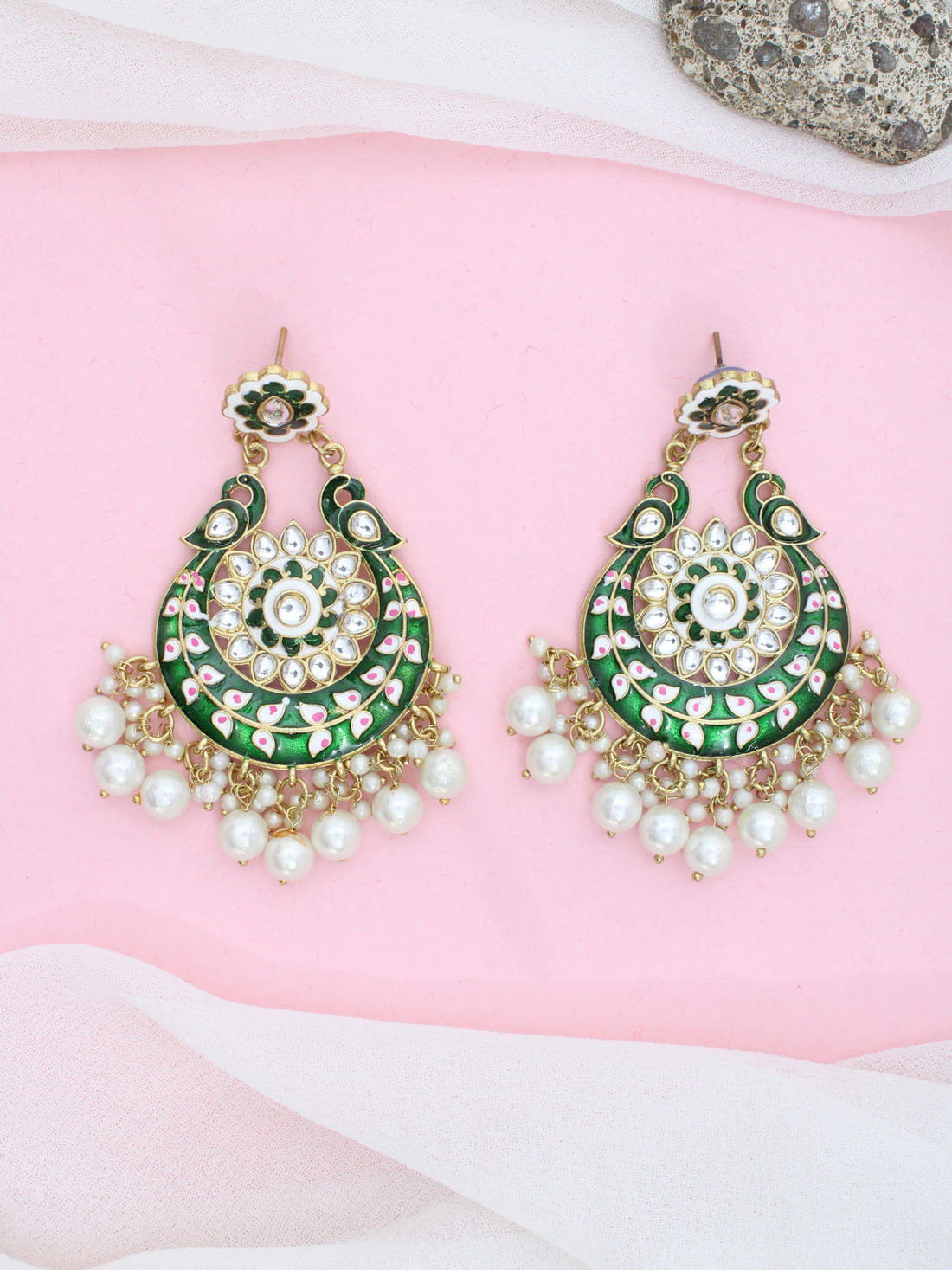 Green Color Meenakari Earring
