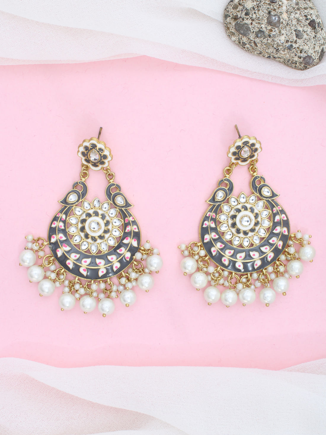 Grey Color Meenakari Earring