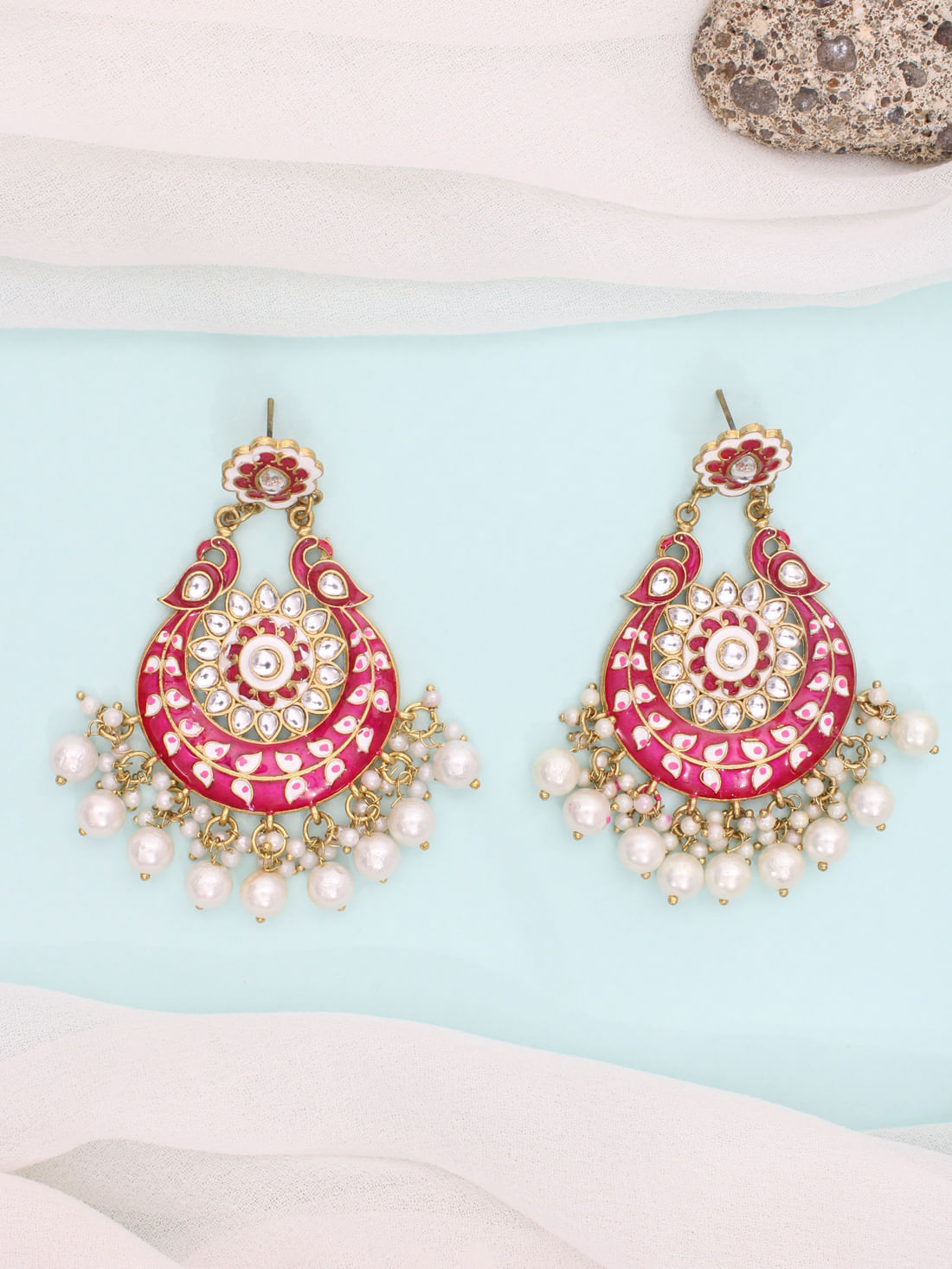 Pink Color Meenakari Earring