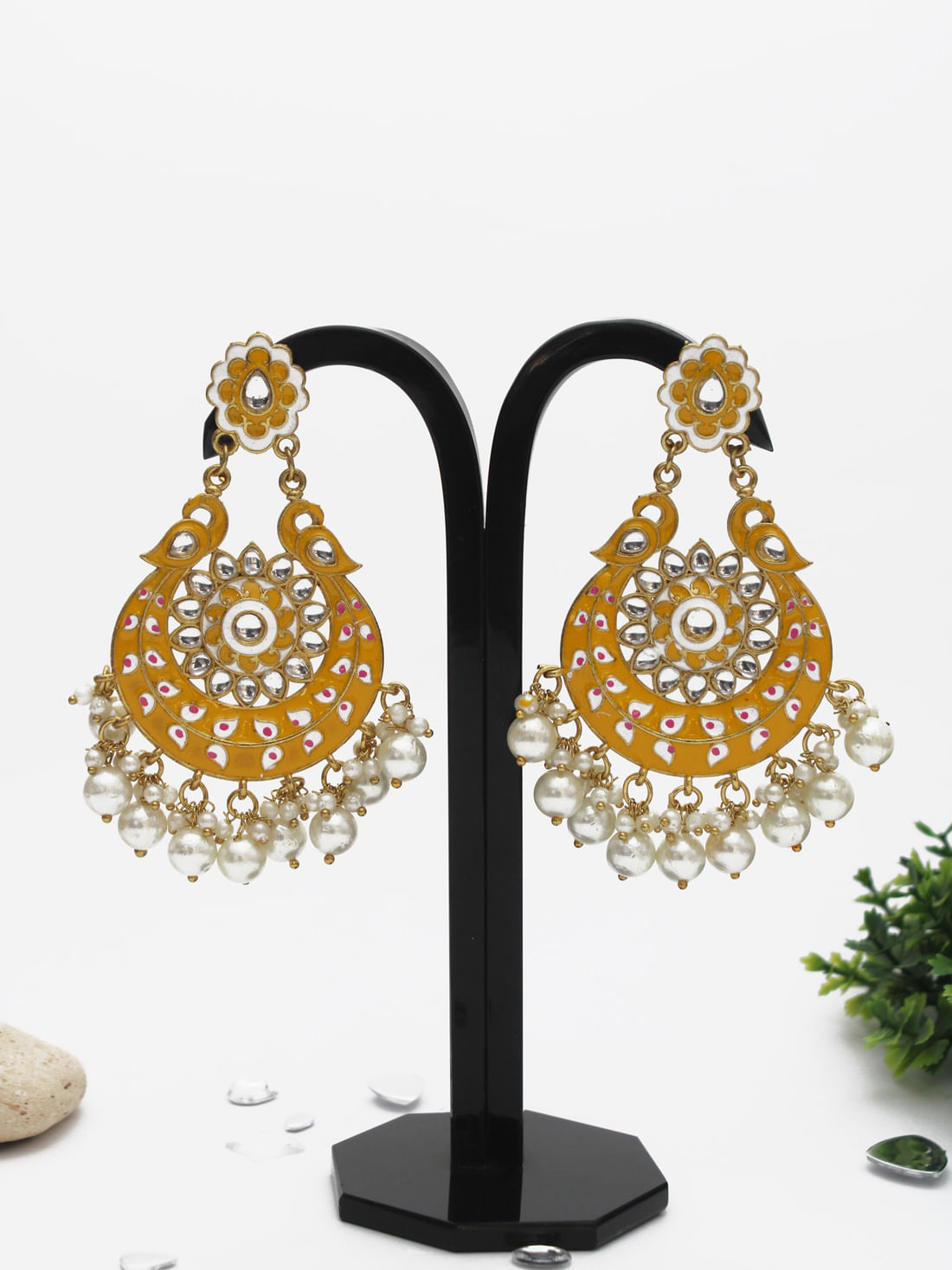 Yellow  Color Meenakari Earring
