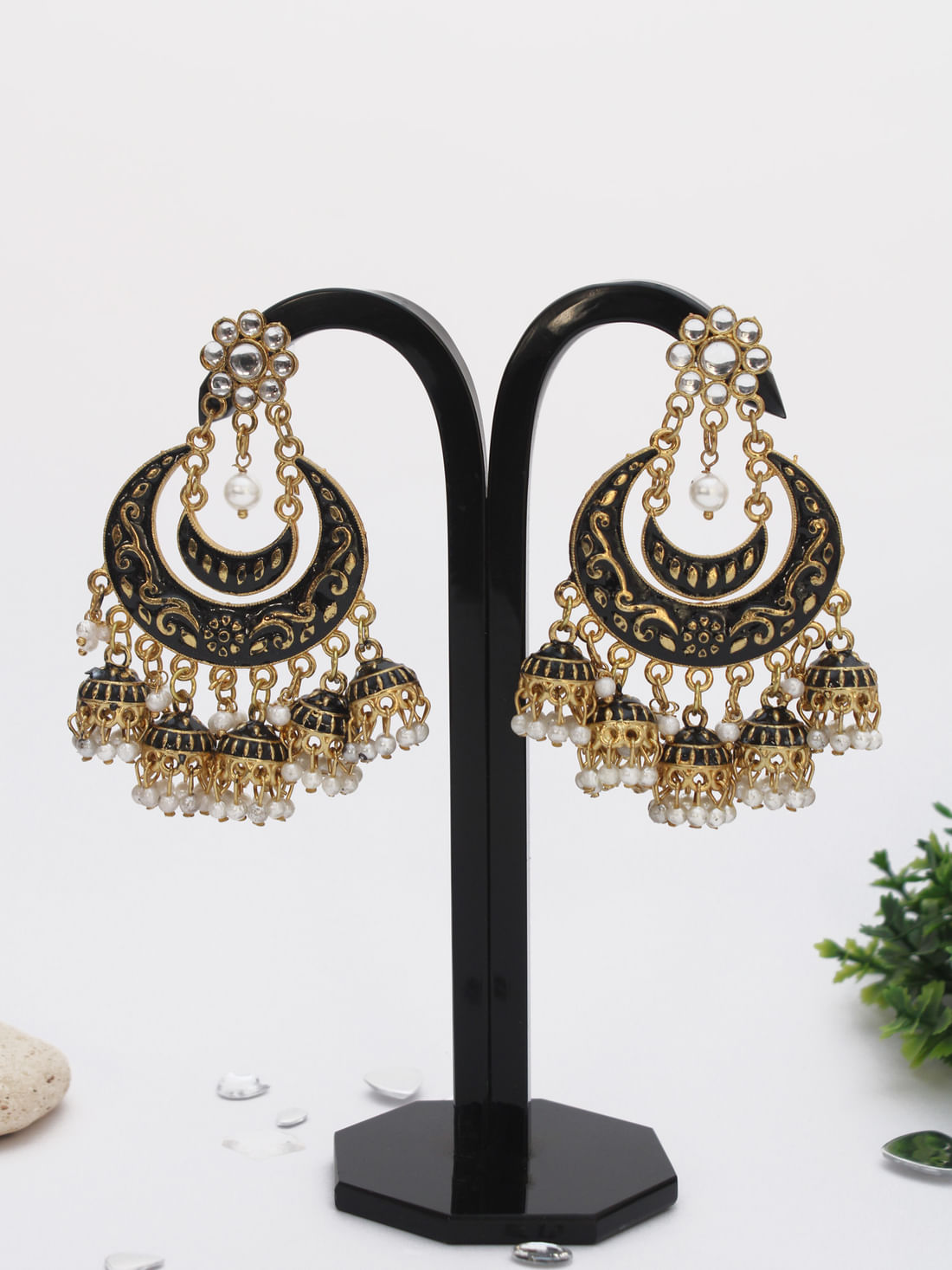 Black  Color Meenakari Earring
