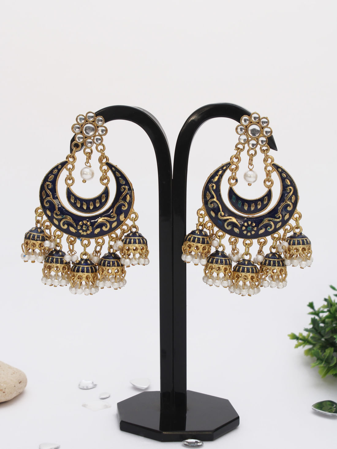 Dark Blue Color Meenakari Earring