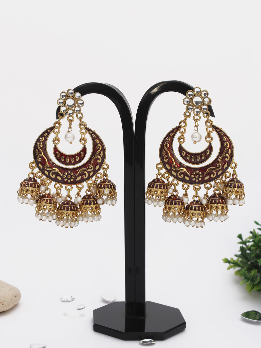 Maroon  Color Meenakari Earring