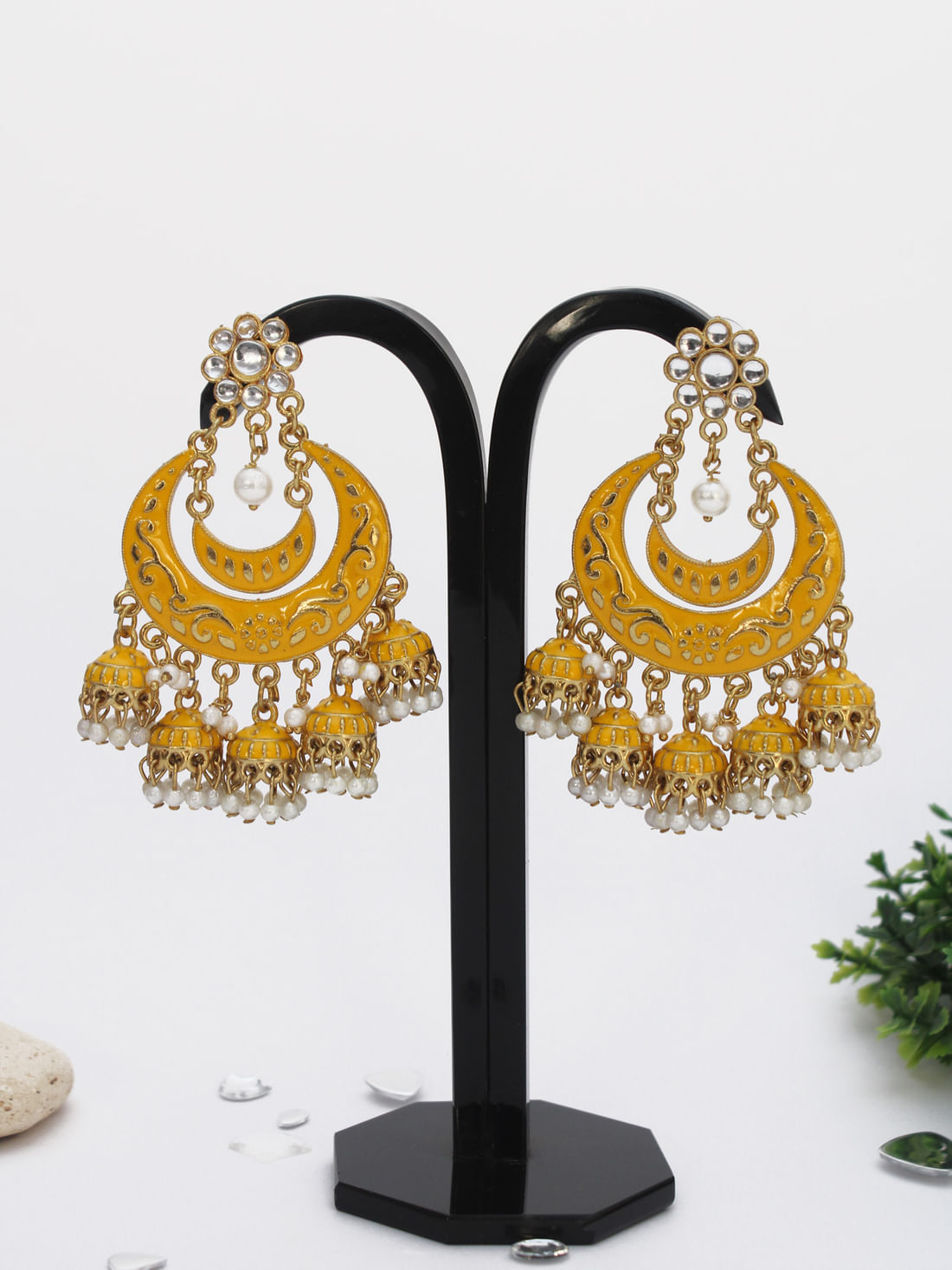 Yellow  Color Meenakari Earring