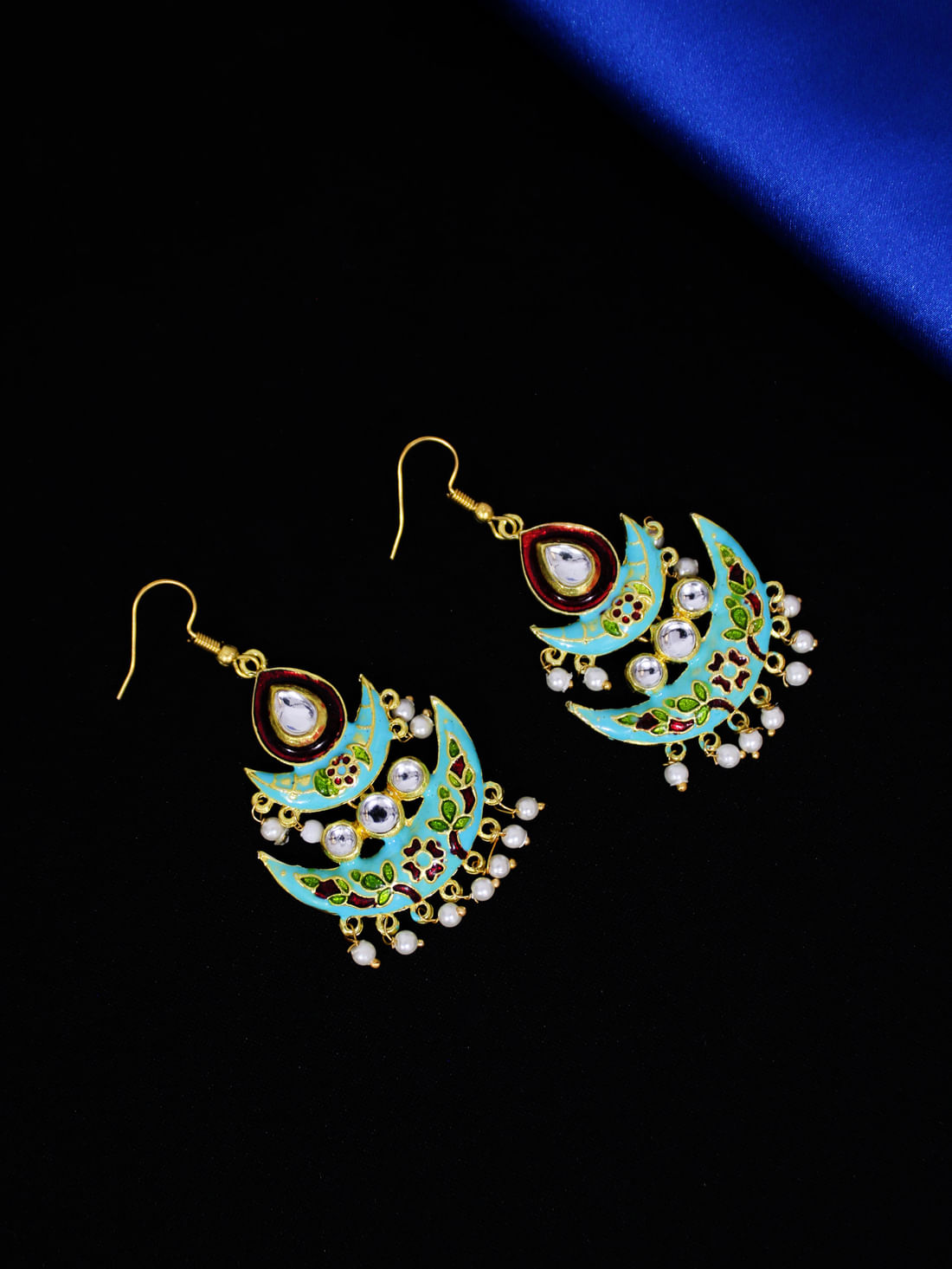 Blue Color Meenakari Earring