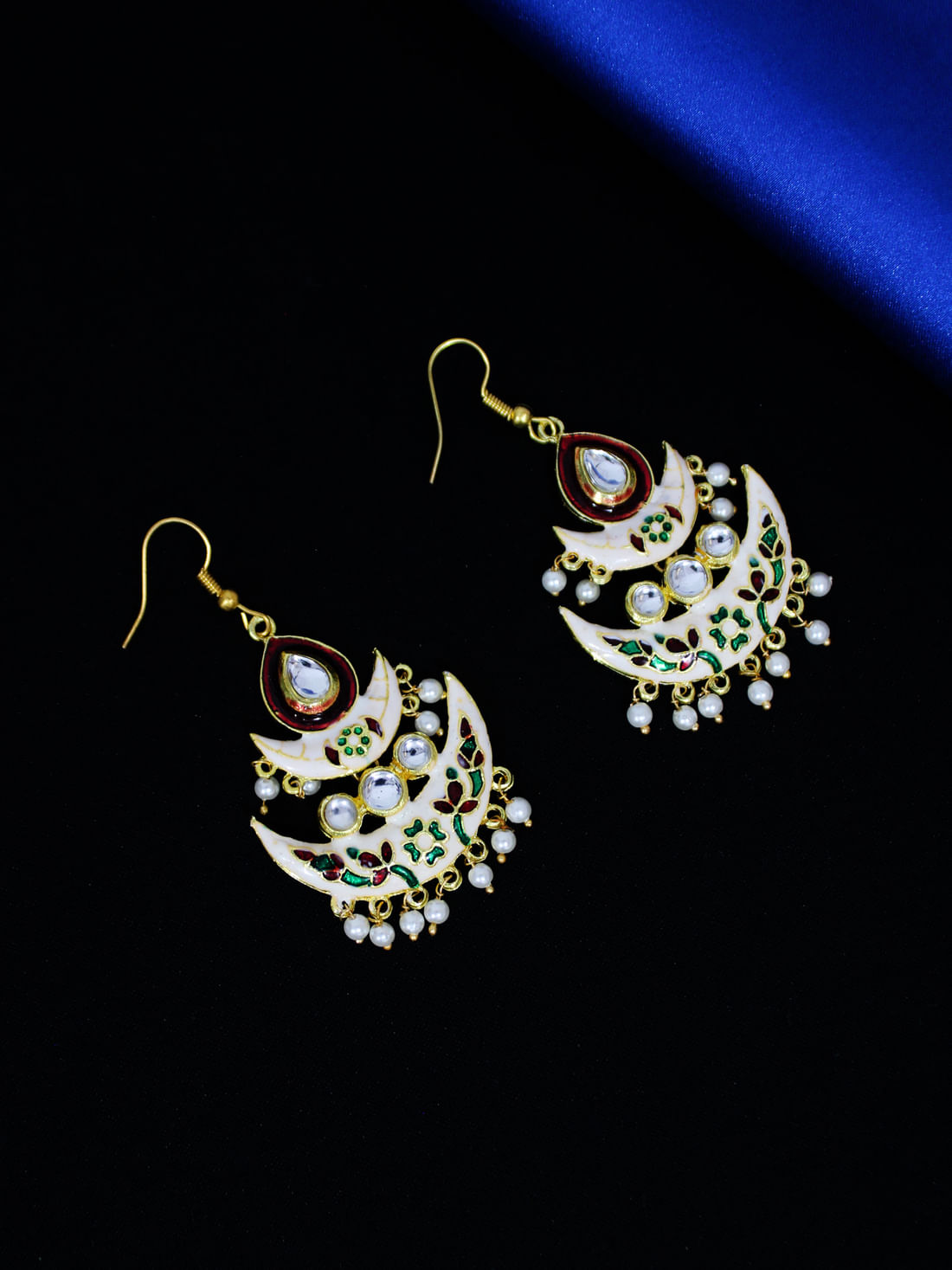 White Color Meenakari Earring
