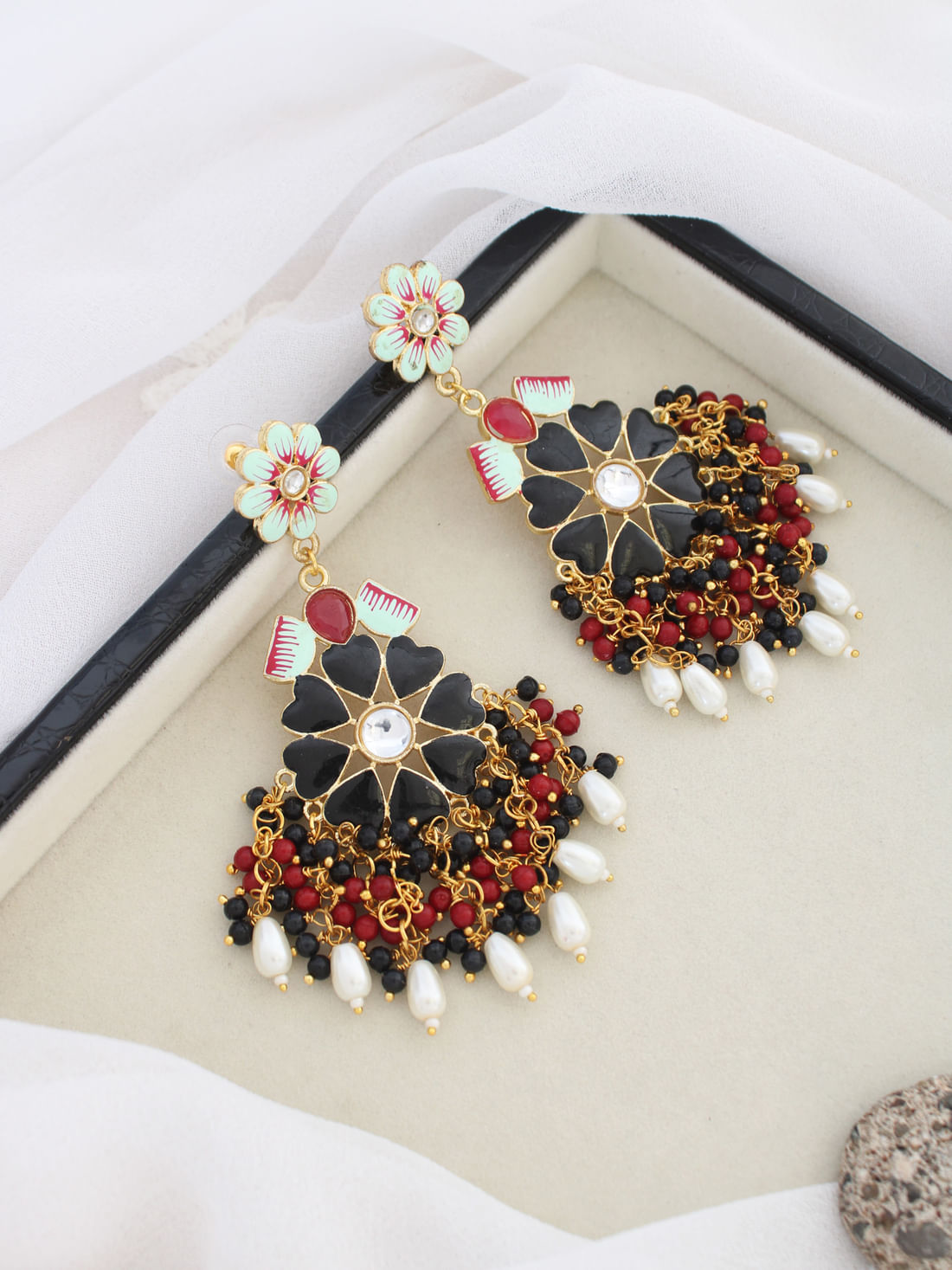 Black Color Meenakari Earrings