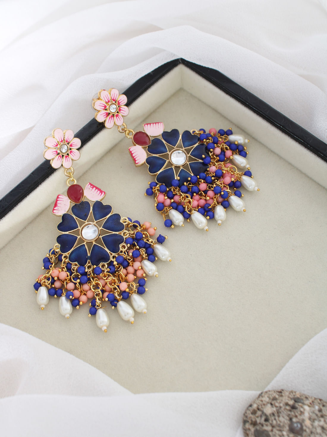 Blue Color Meenakari Earrings