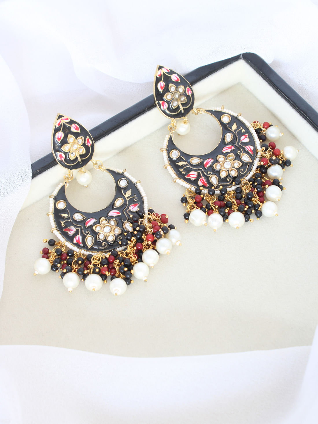 Black Color Meenakari Earrings