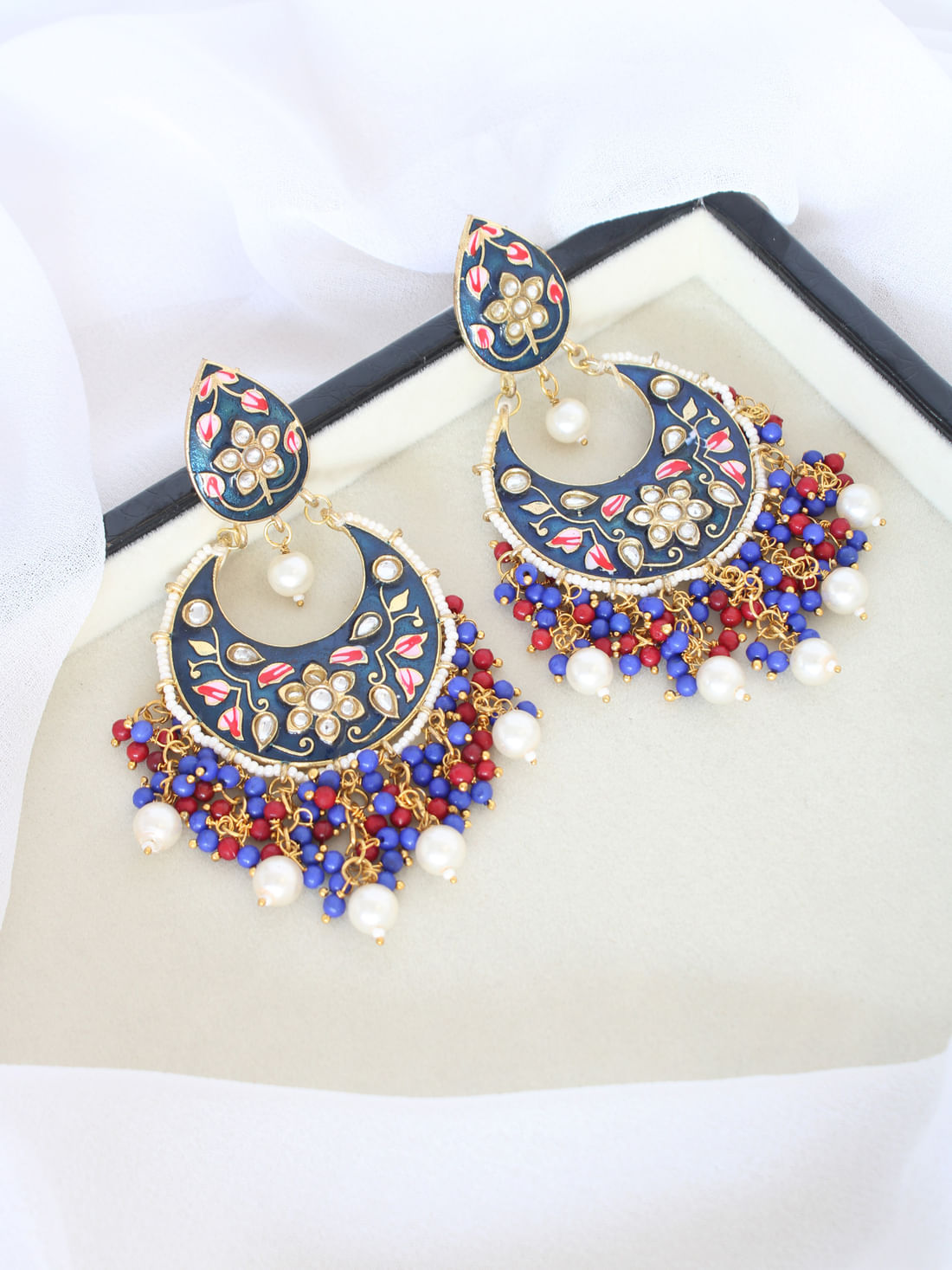 Blue Color Meenakari Earrings