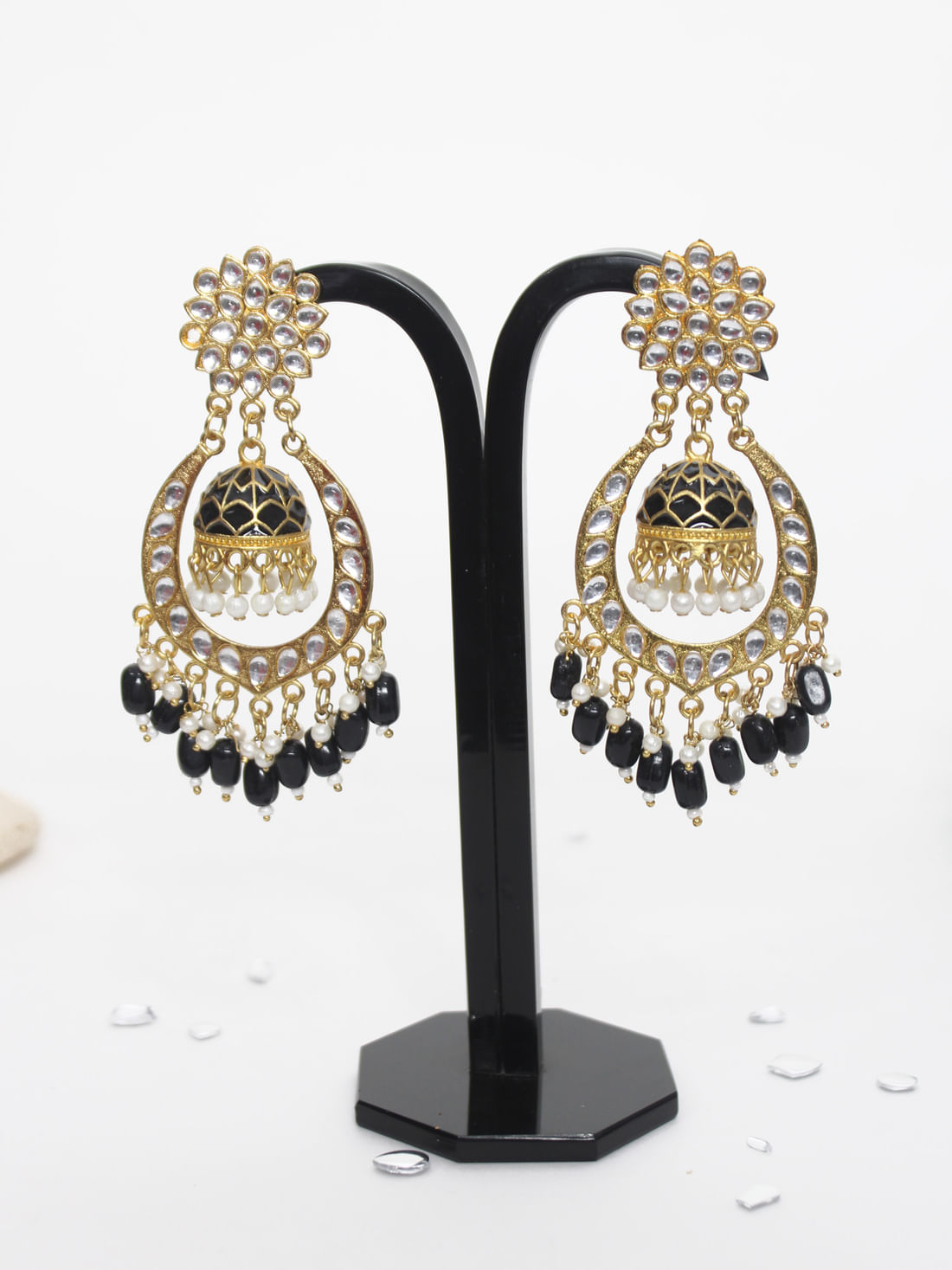 Black Color Meenakari Earrings