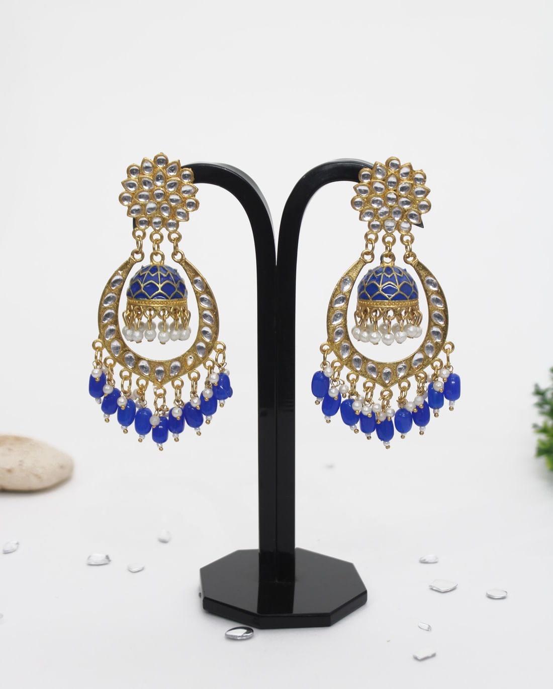 Blue Color Meenakari Earrings