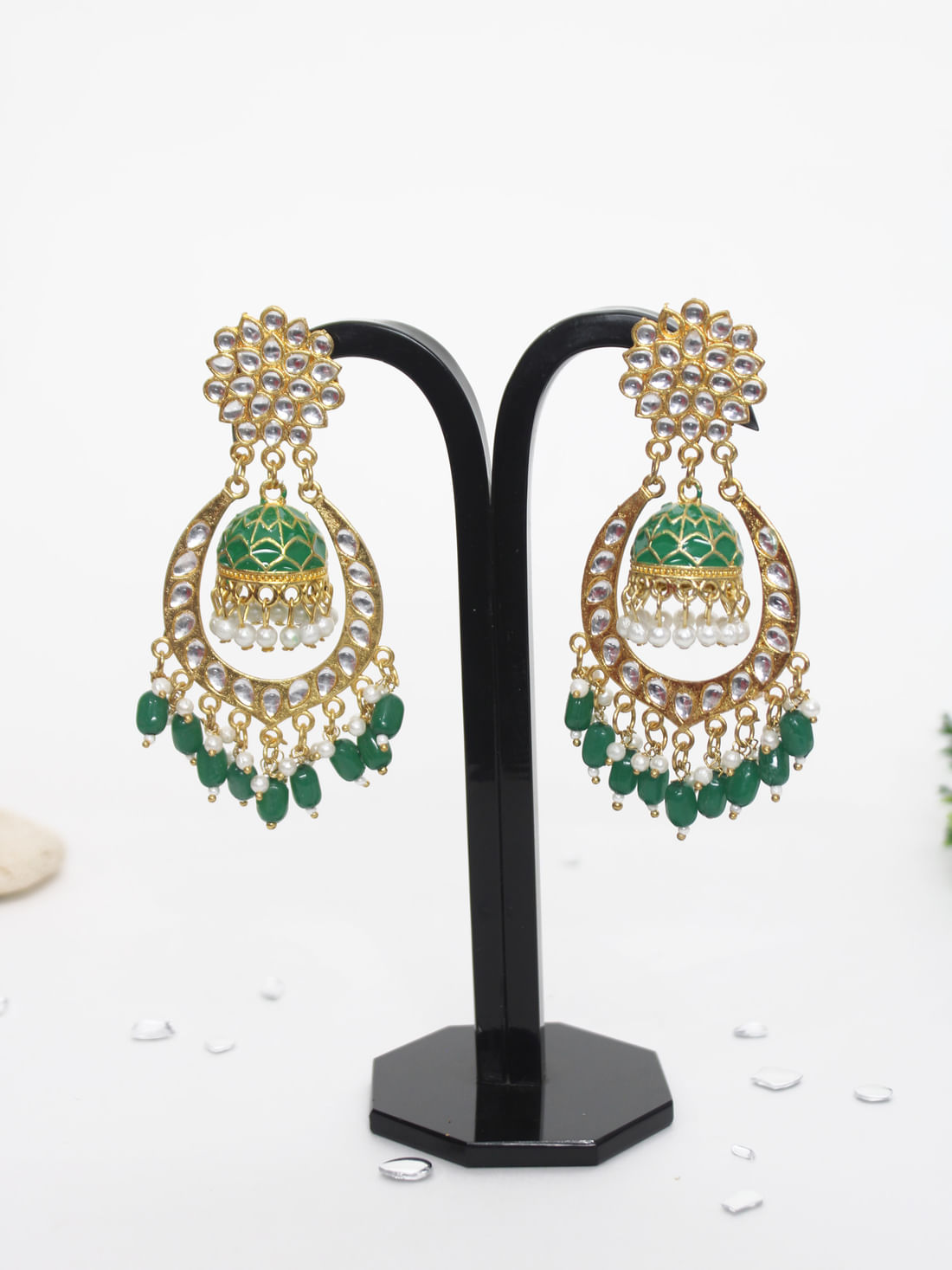 Green Color Meenakari Earrings