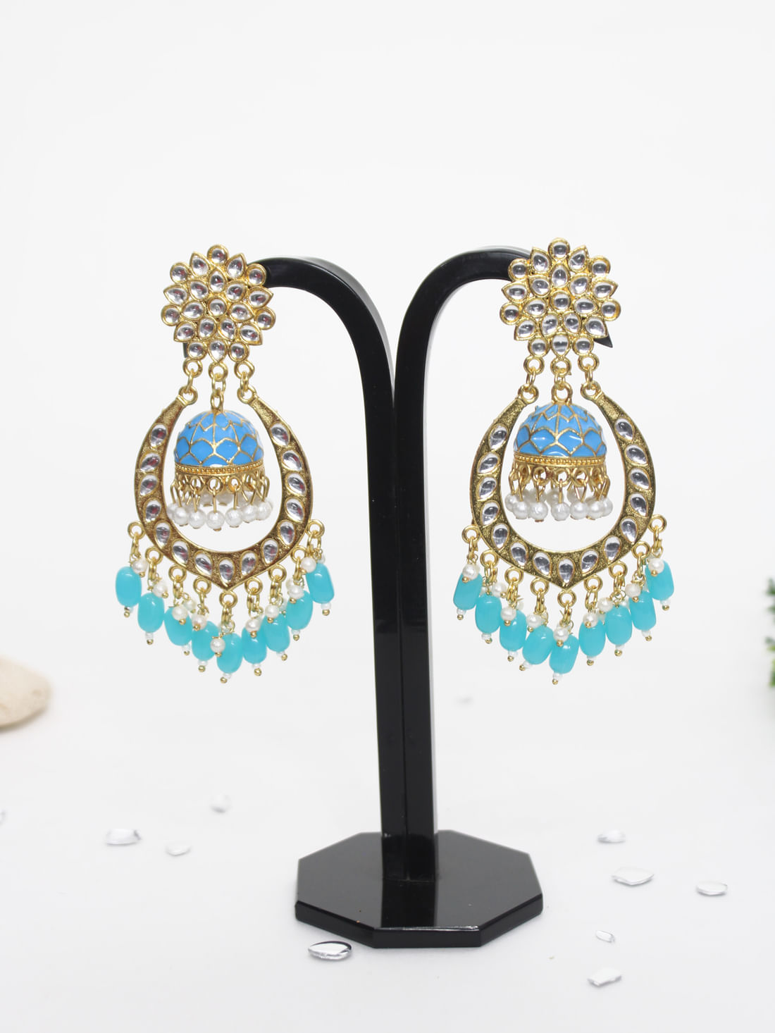 Light Blue Color Meenakari Earrings