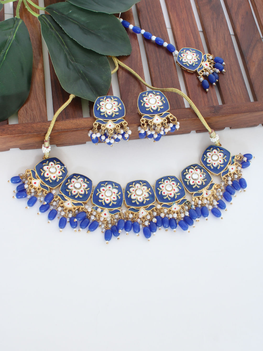 Blue Color Meenakari Necklace Set