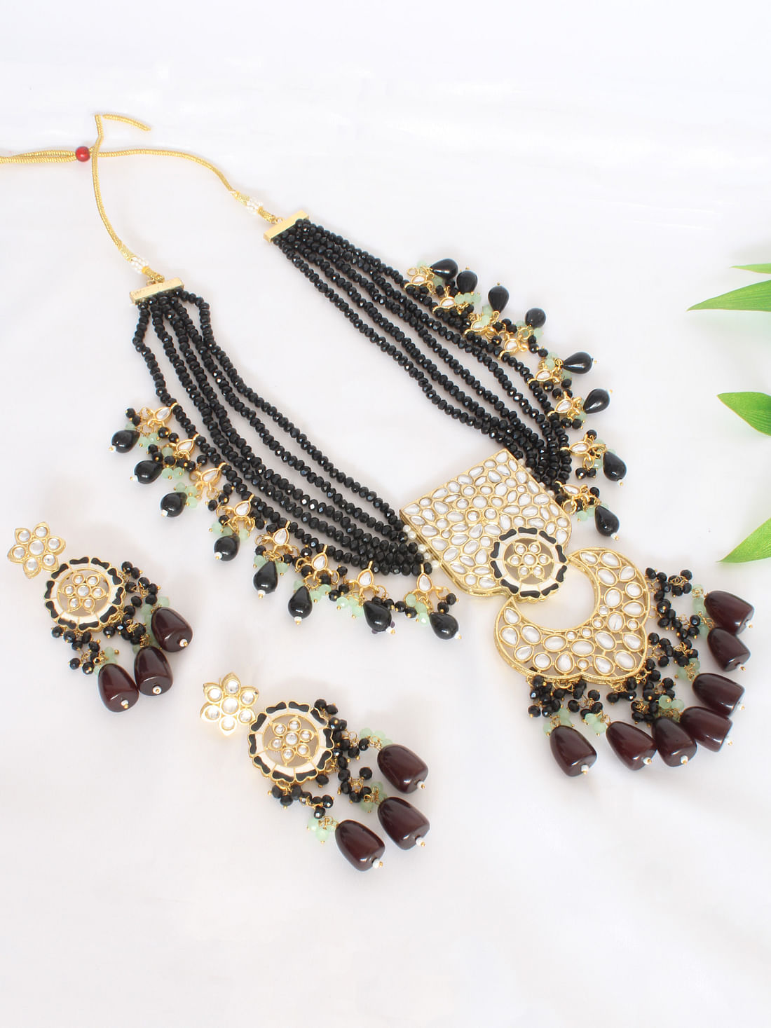 Black Color Meenakari Necklace Set