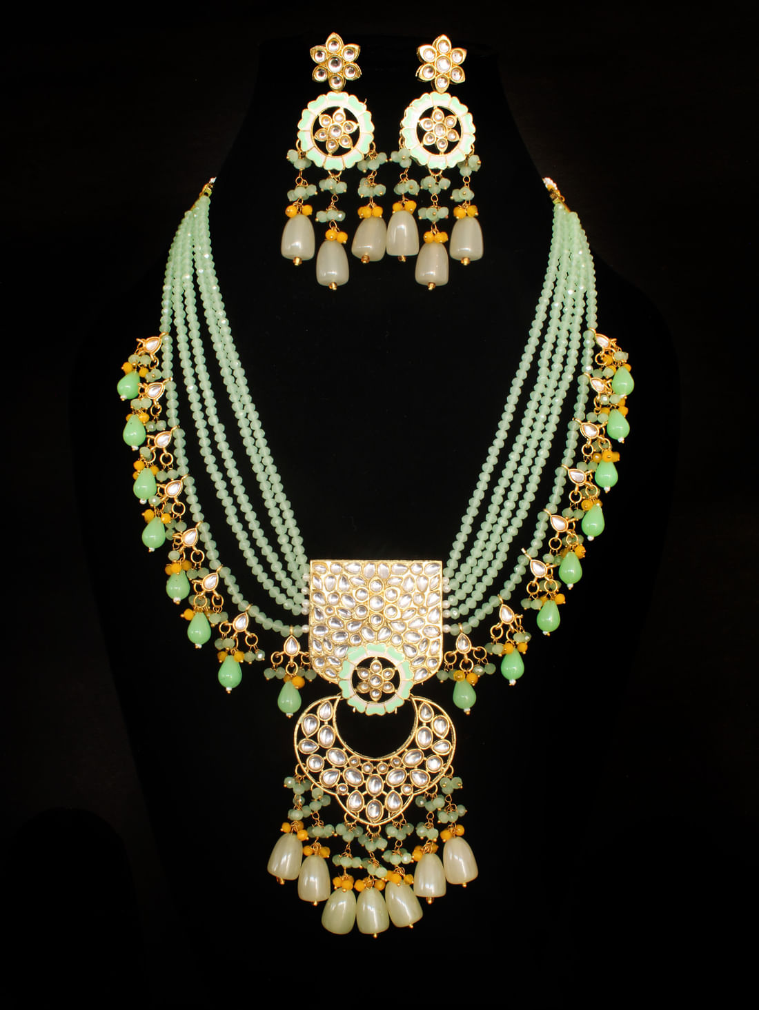 Light Green Color Meenakari Necklace Set