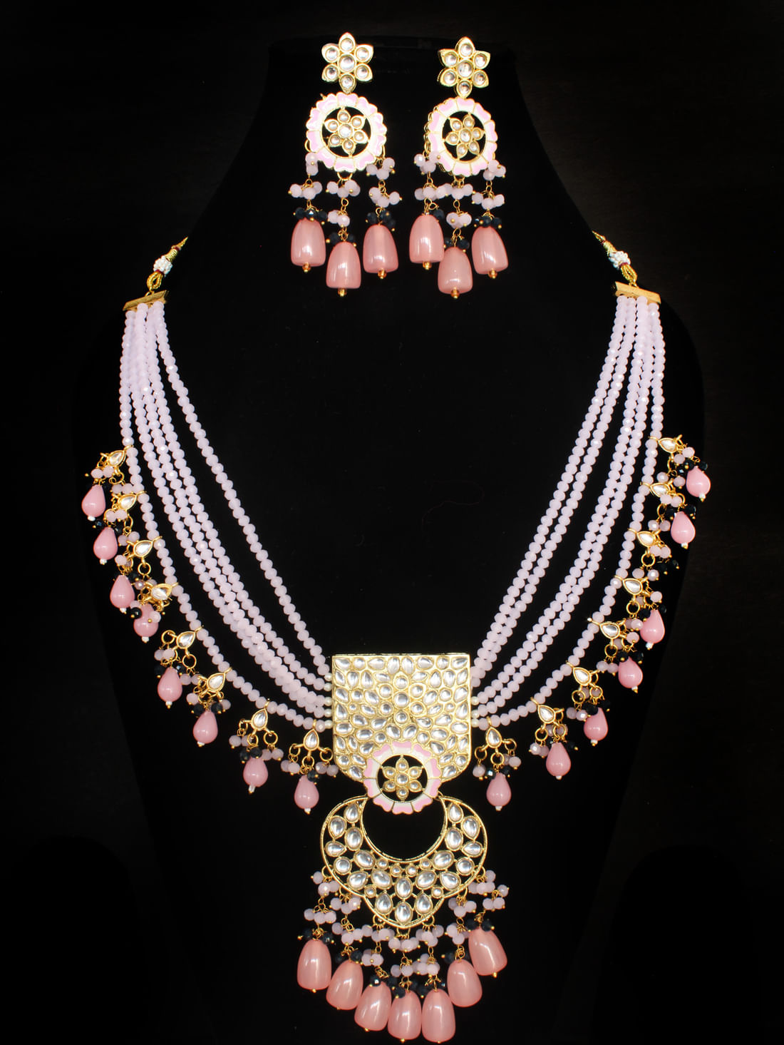Light Pink Color Meenakari Necklace Set
