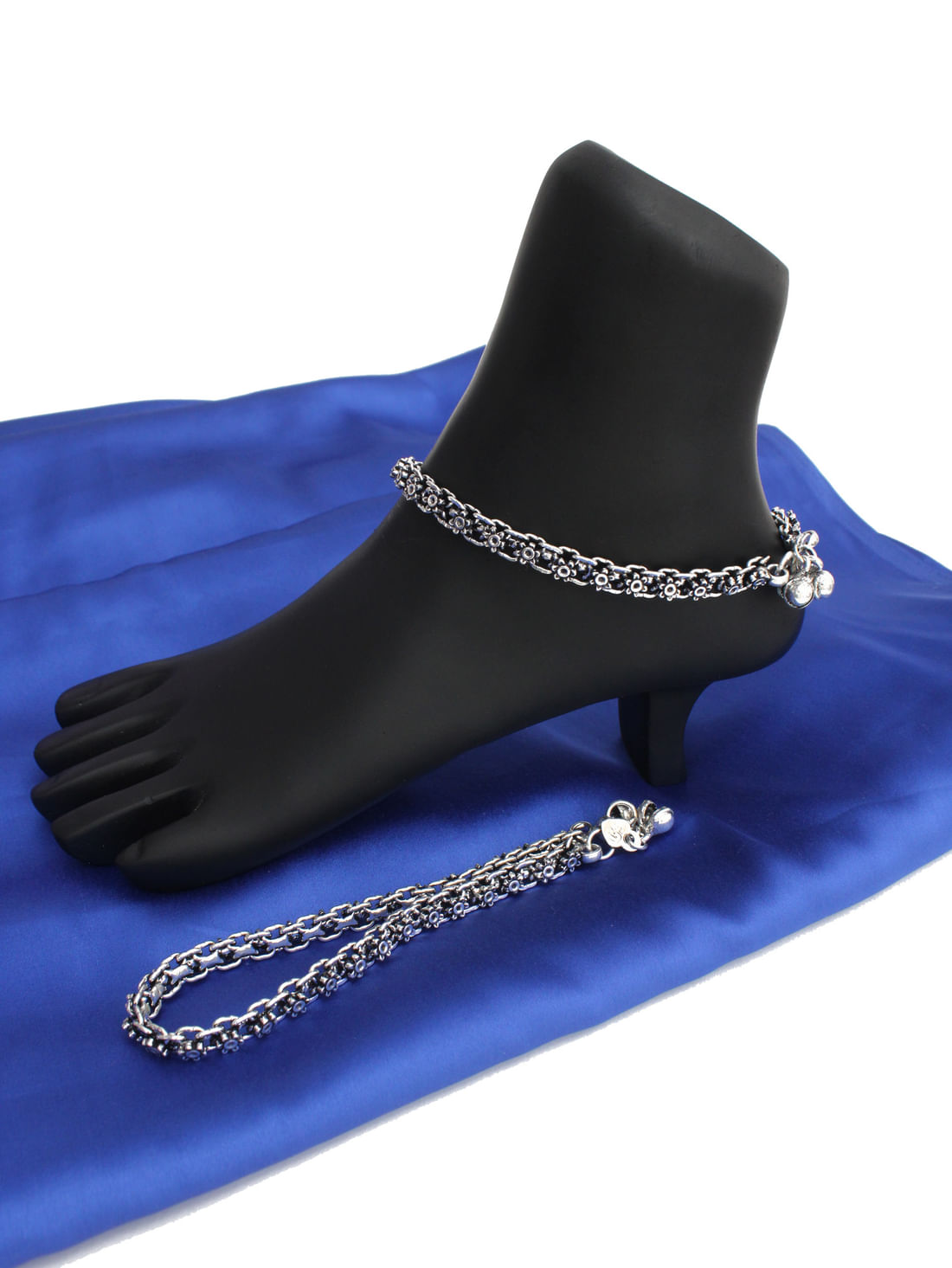 Black Color Oxidised  Anklet