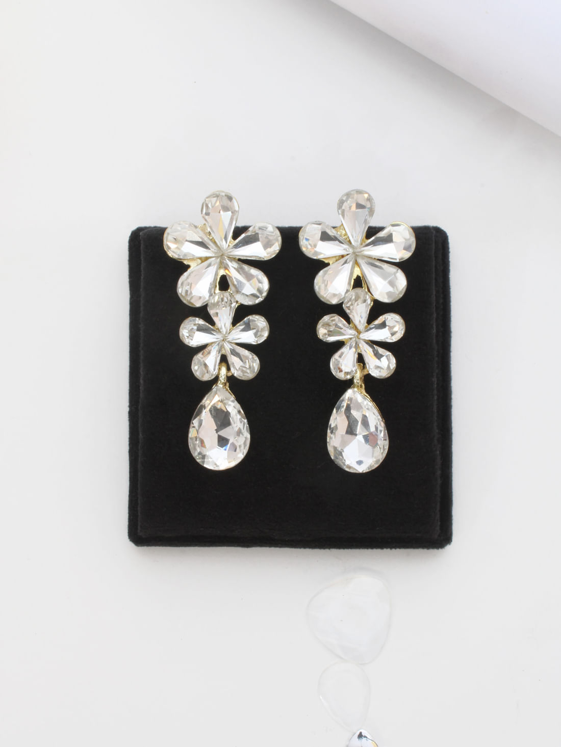 White Color Rhinestone Drop Earrings