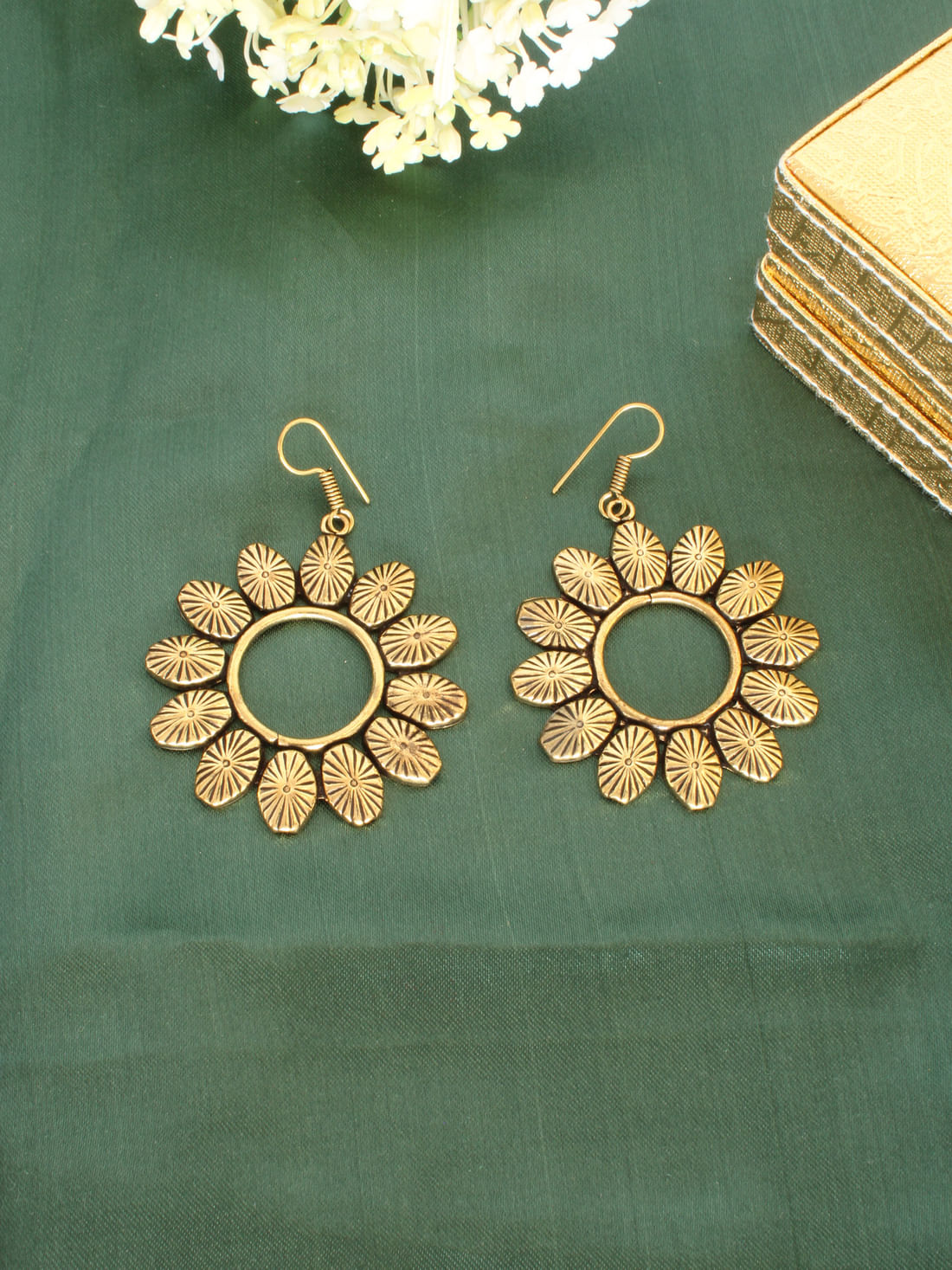 Golden Color Oxidised Earring