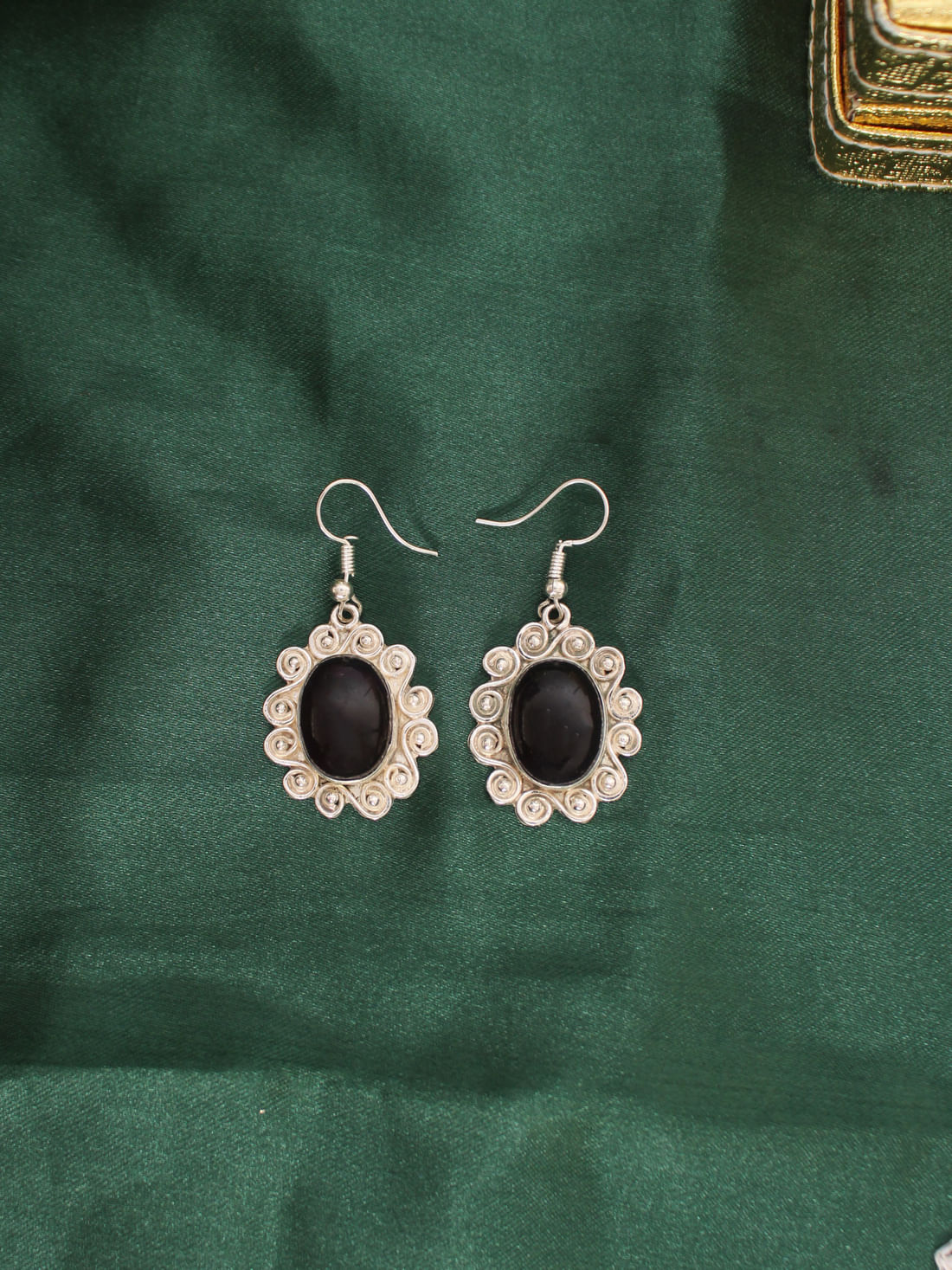 Black Color Stone Oxidised Earrings