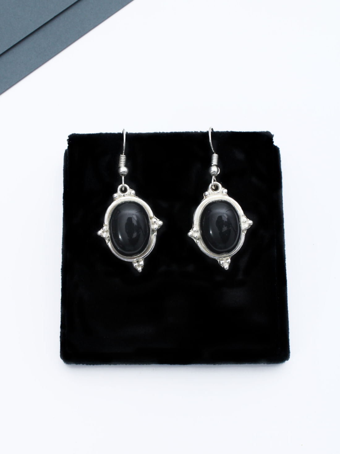 Black Color Stone Oxidised Earrings