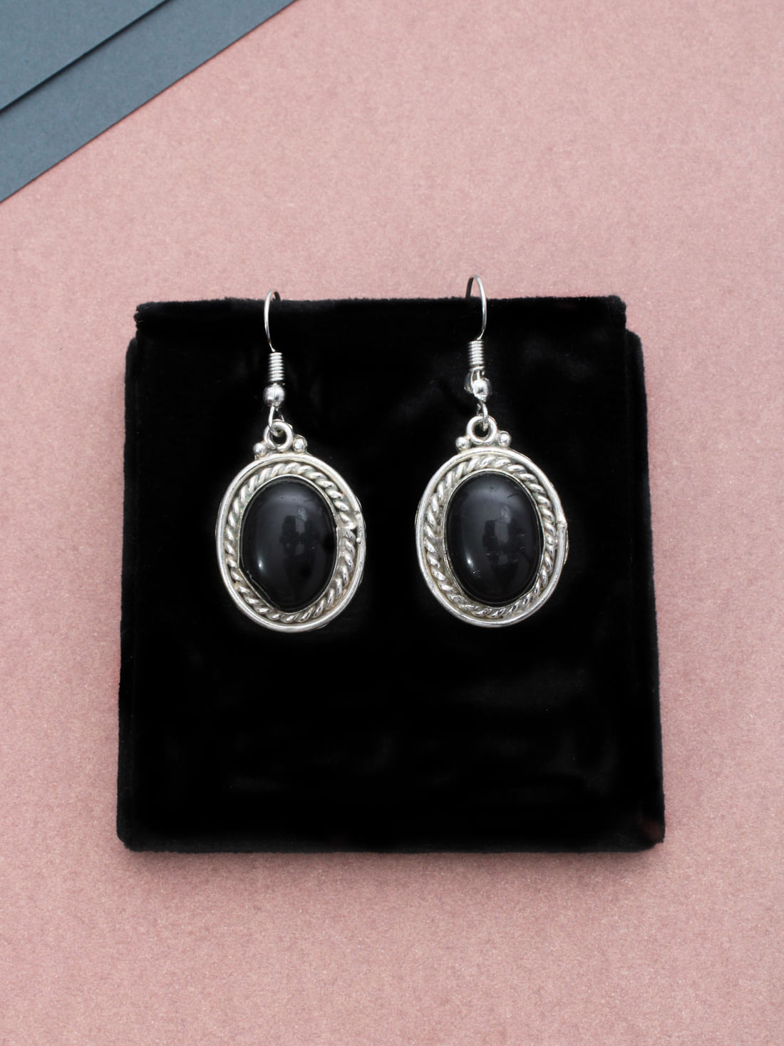 Black Color Stone Oxidised Earrings