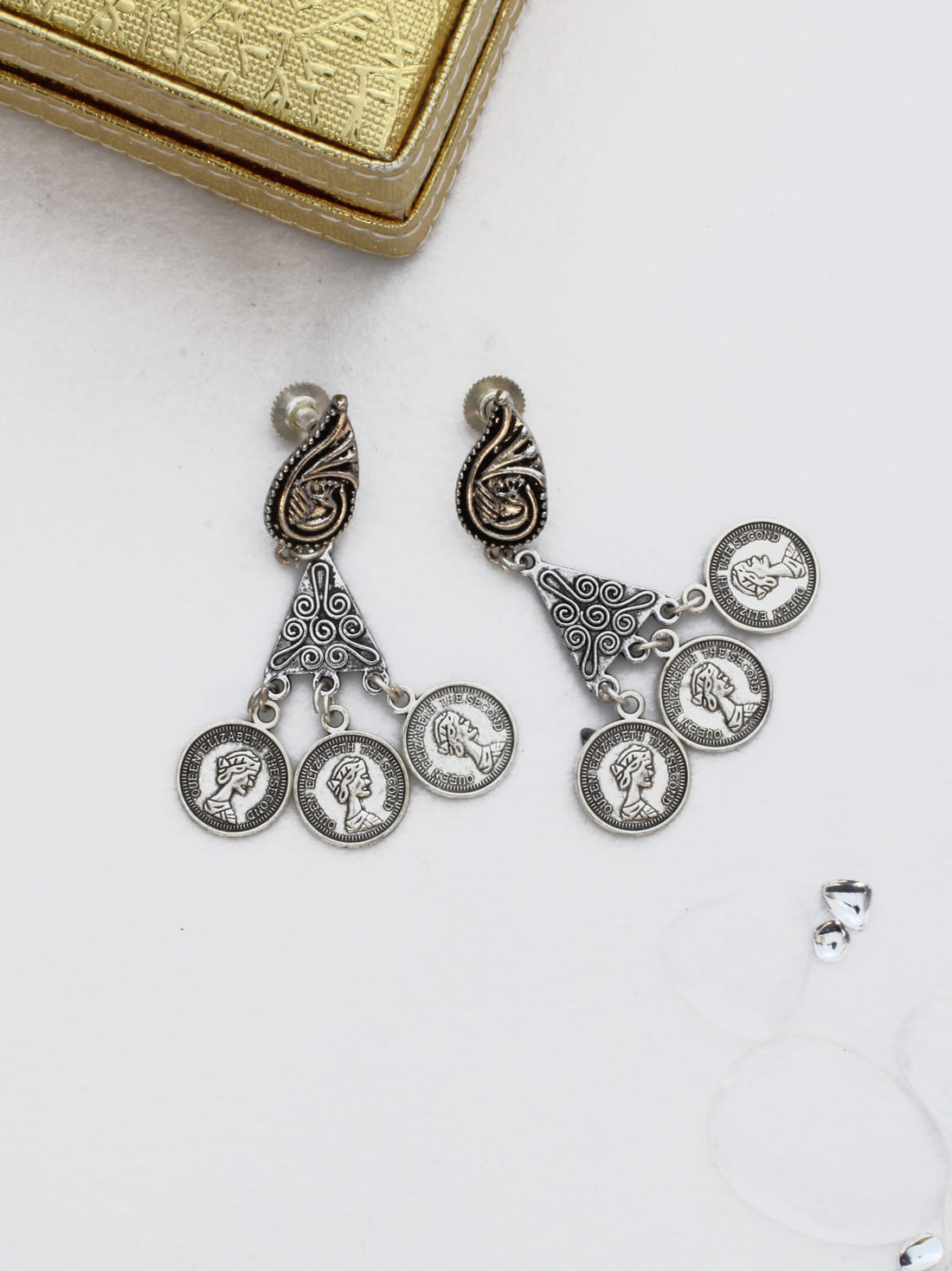 Silver Color Oxidised Earrings