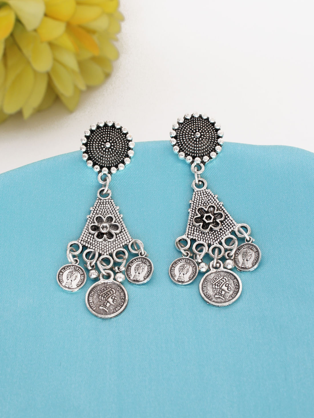 Silver Color Oxidised Earrings