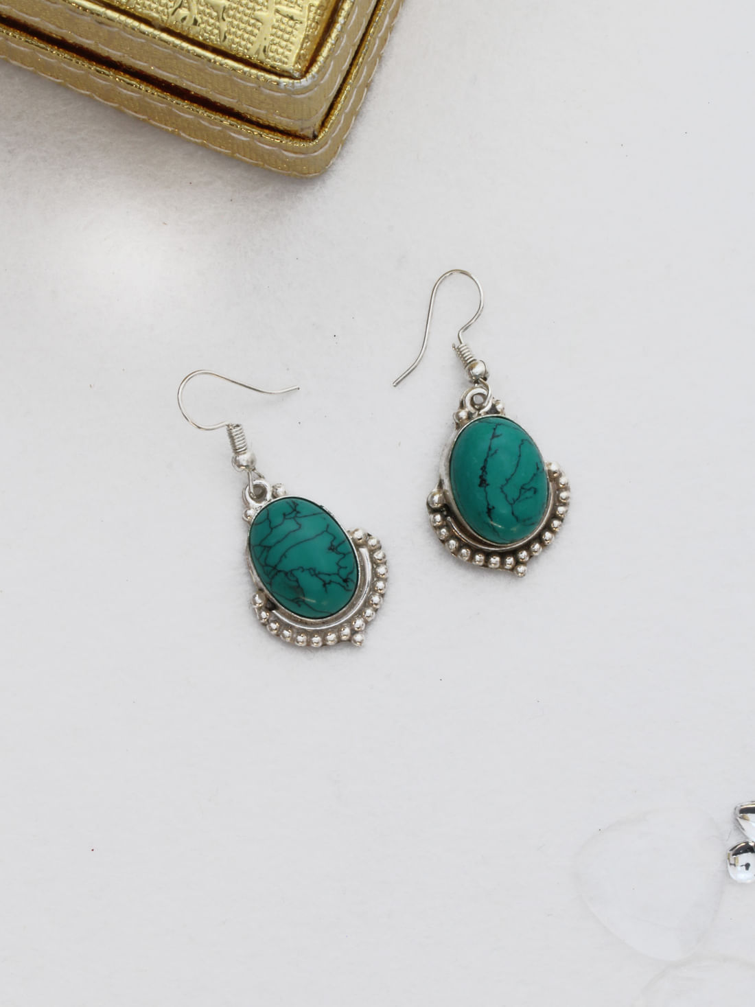Turquoise Blue Color Oxidised Earrings