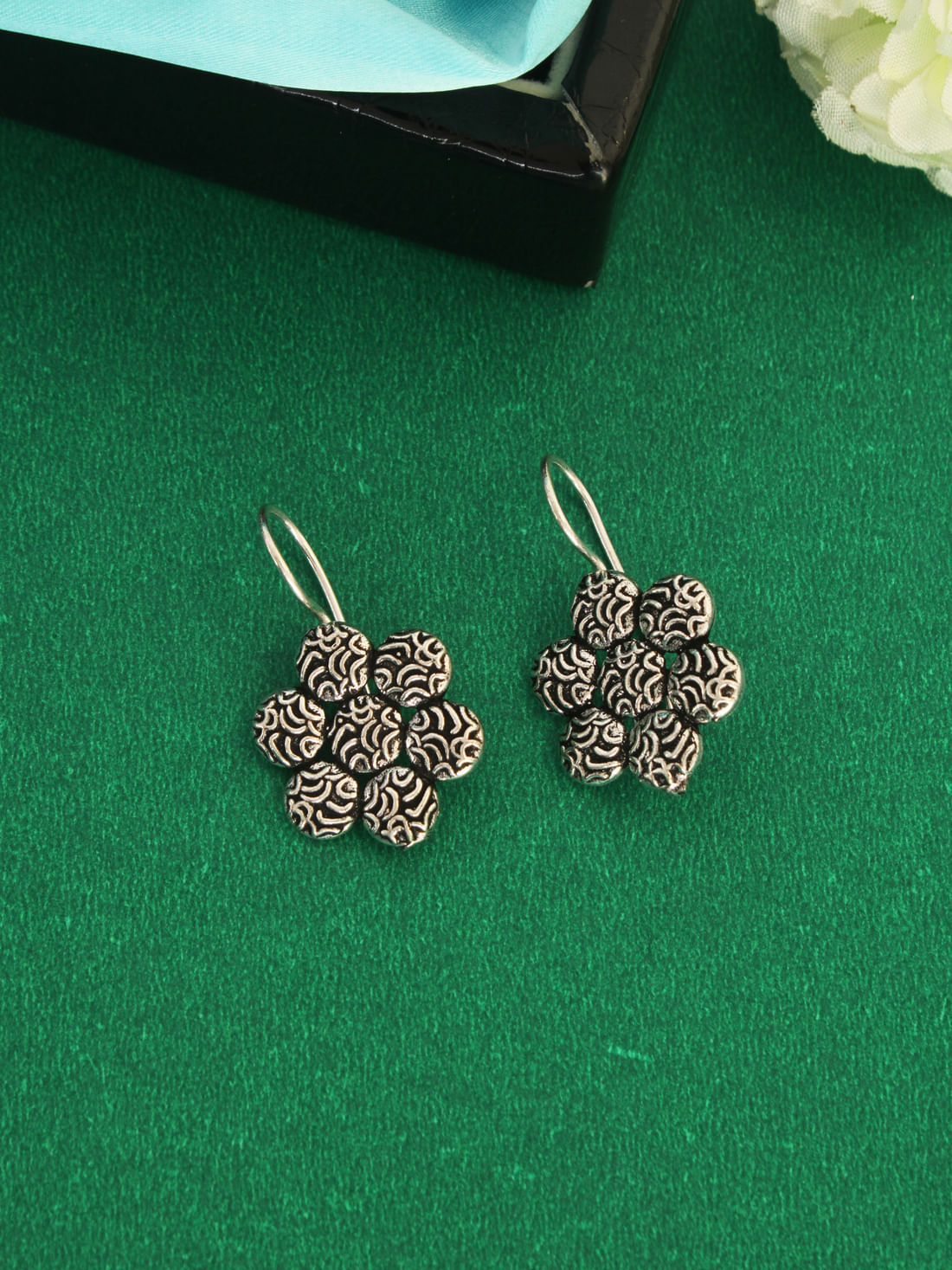 Silver Color Oxidised Earrings