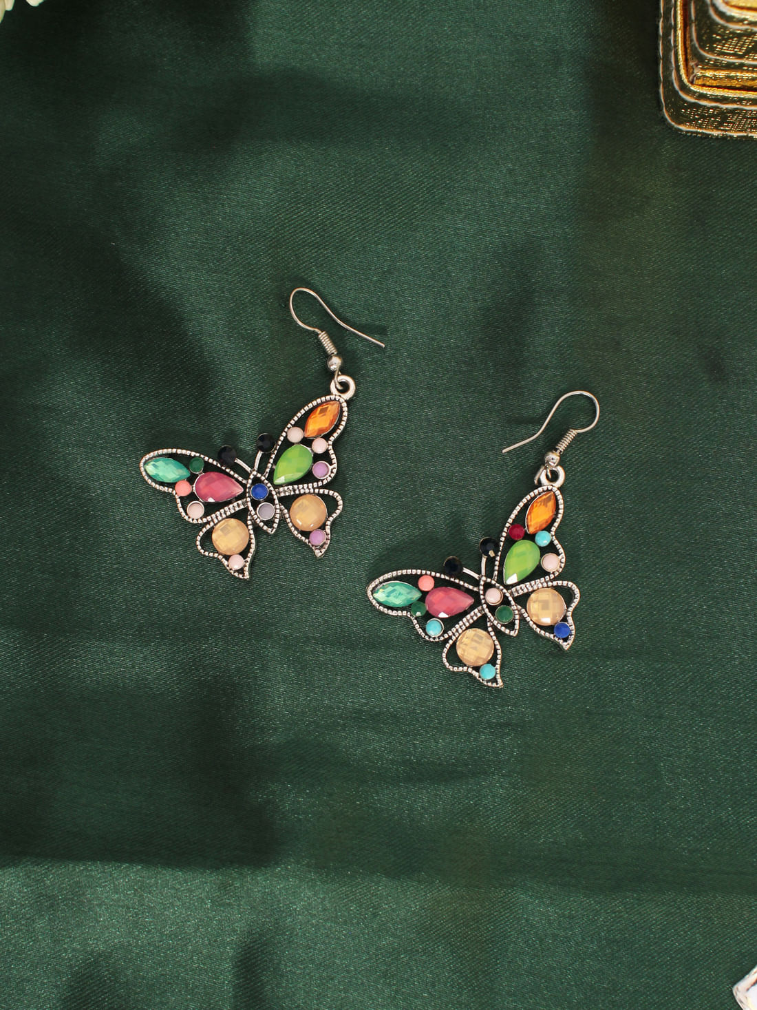 Multicolor Butterfly Oxidised Earrings