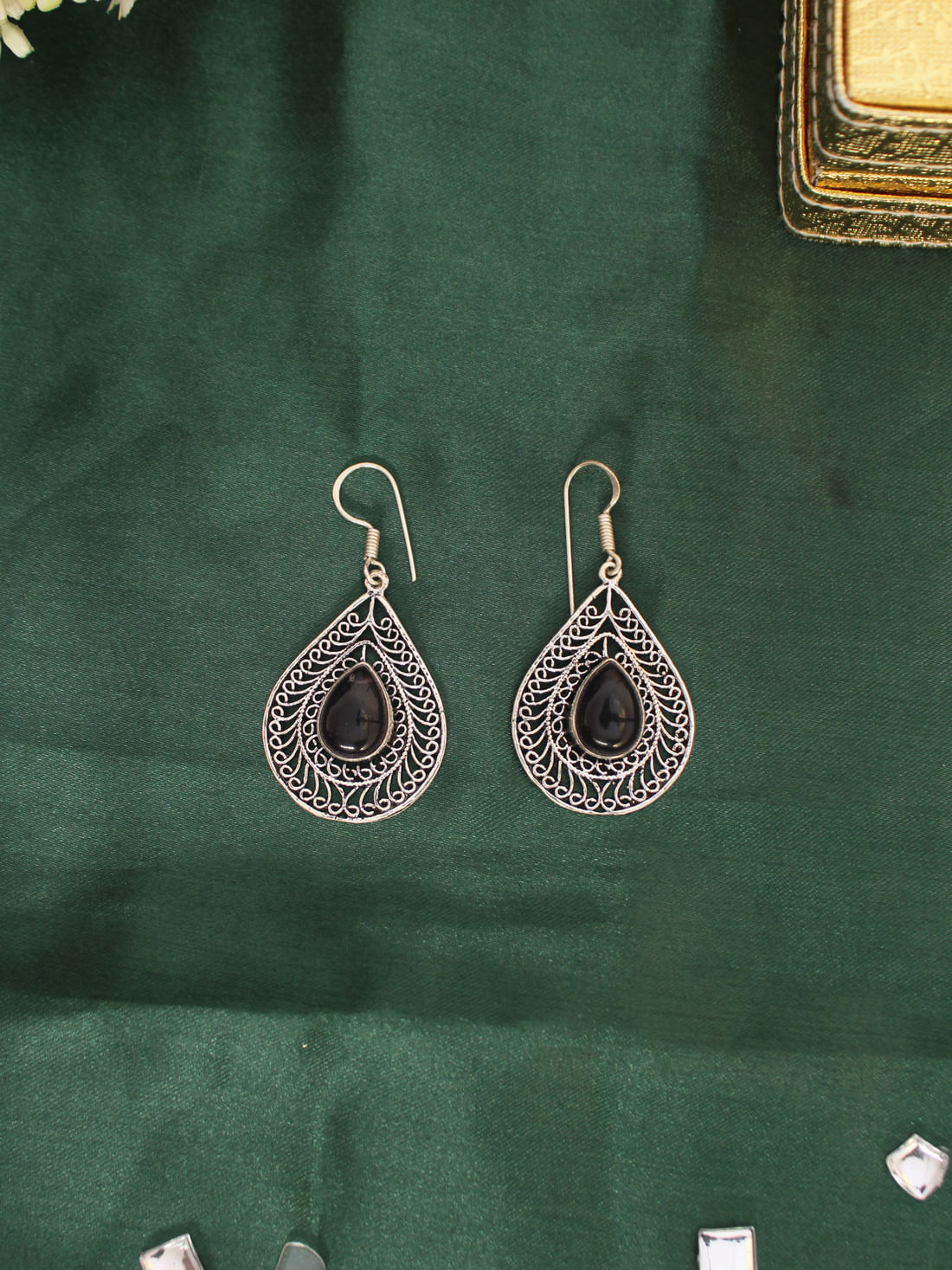 Purple Color Stone Oxidised Earrings