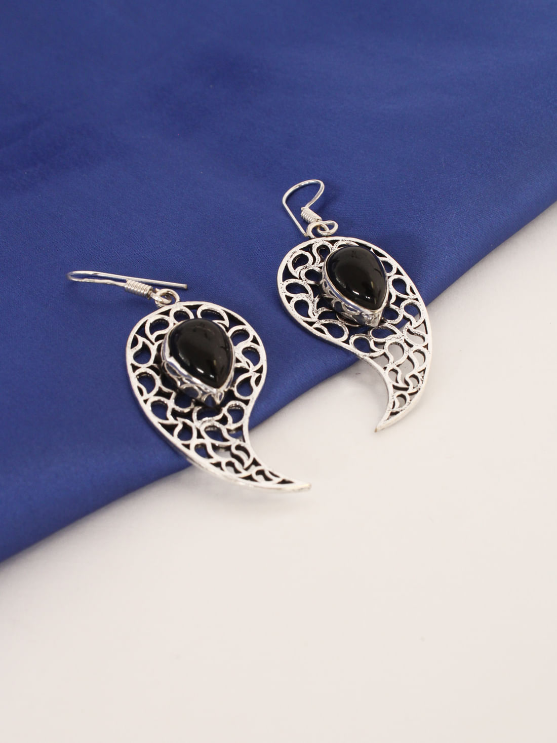 Black Color Stone Oxidised Earrings