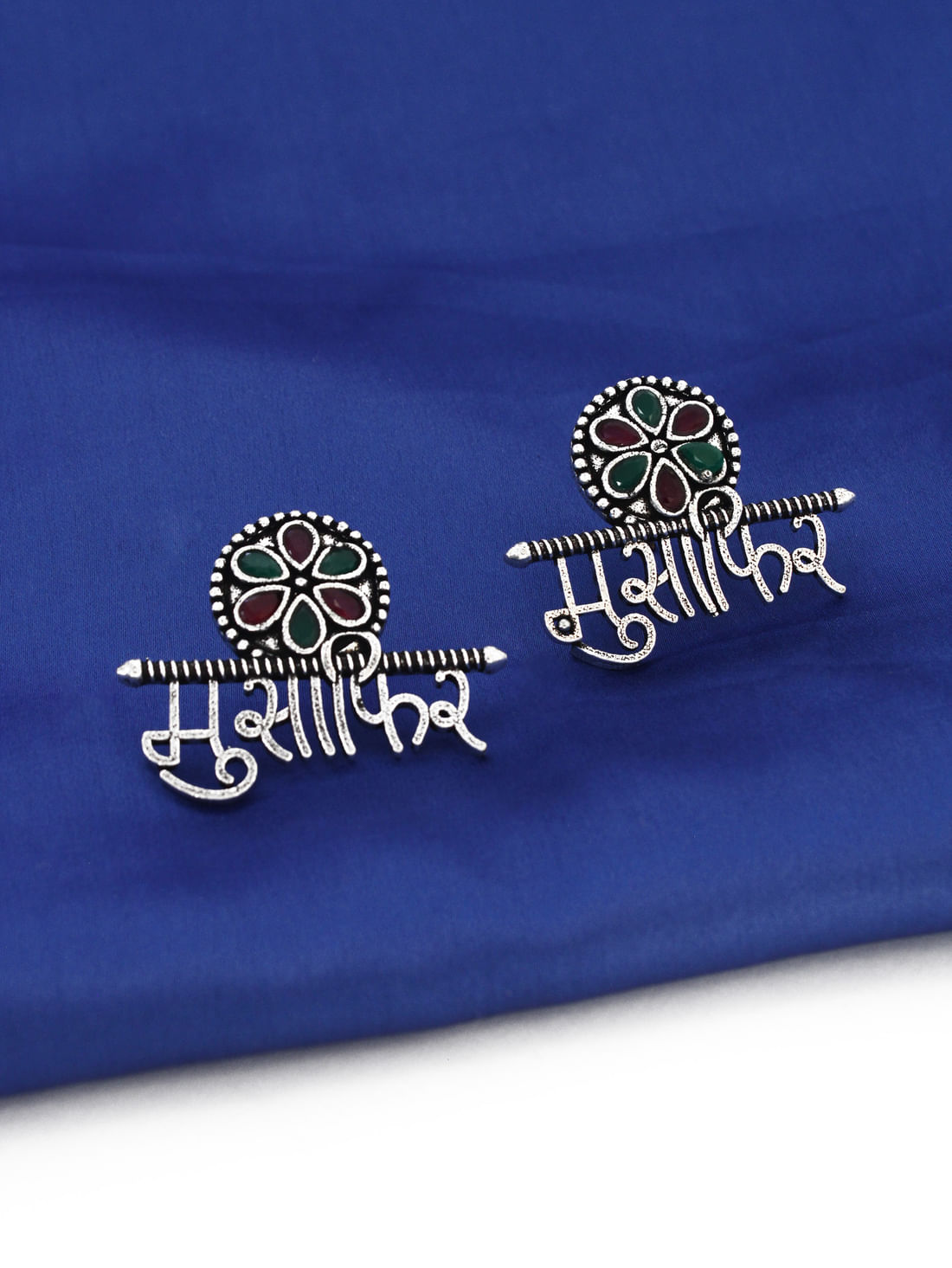 Red Green Color Oxidised Earrings