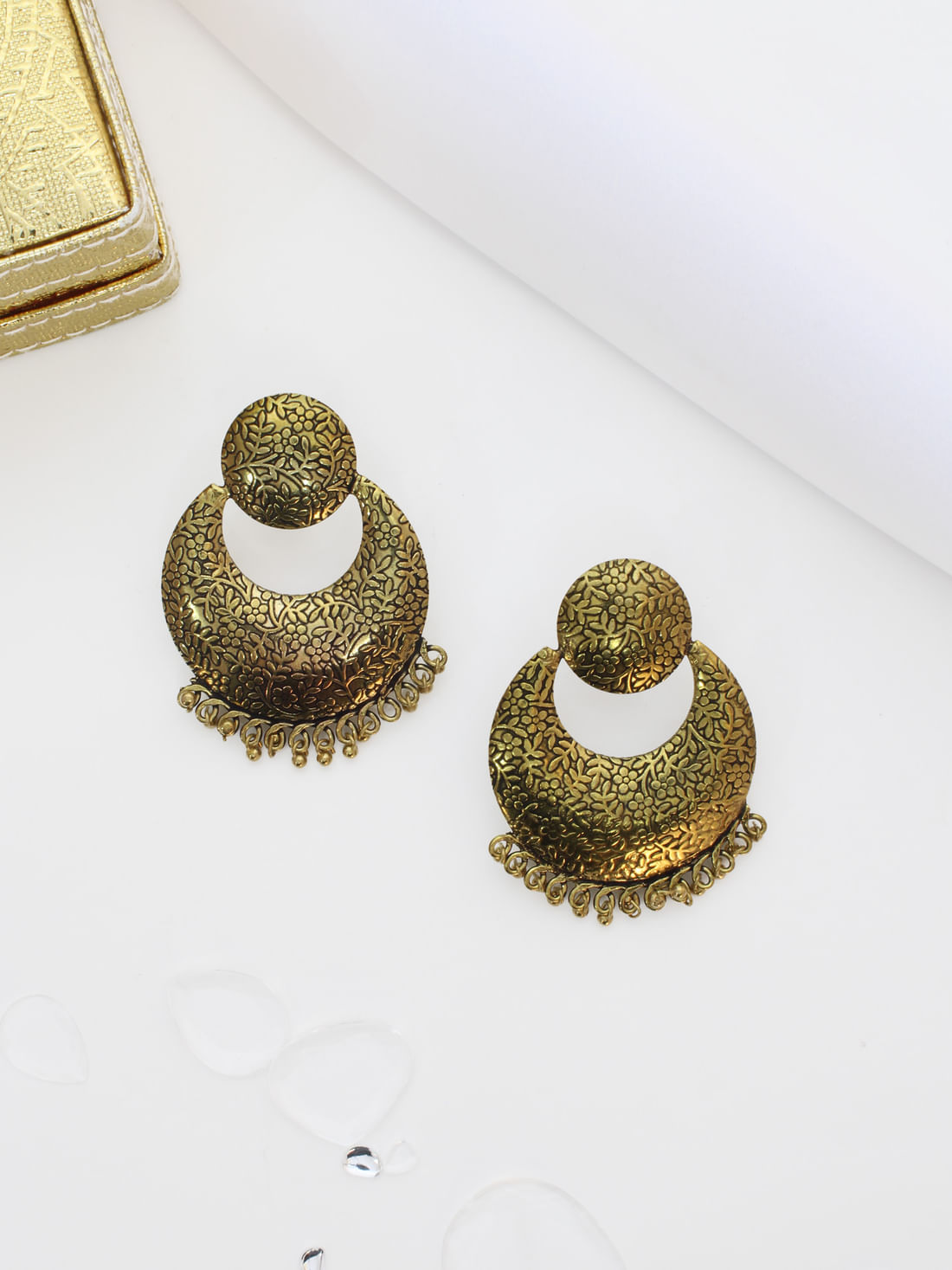 Antique Polish Oxidised Brass Earring