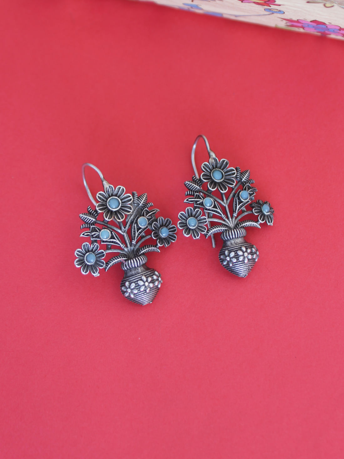 Green Color Oxidised Earrings