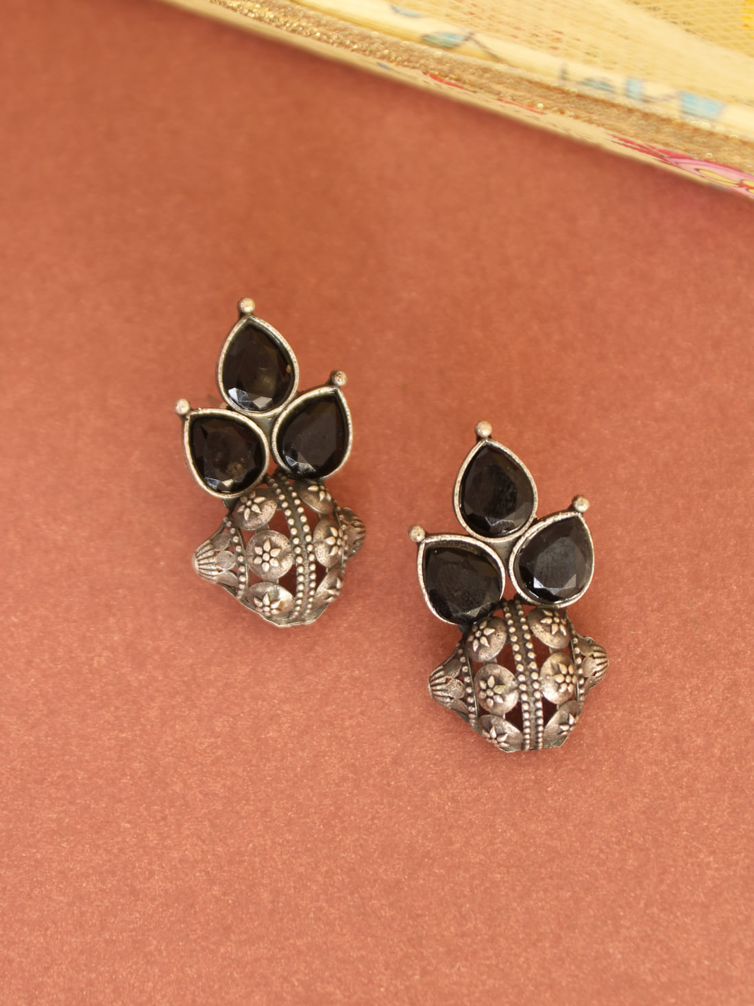 Black Color Oxidised Earrings