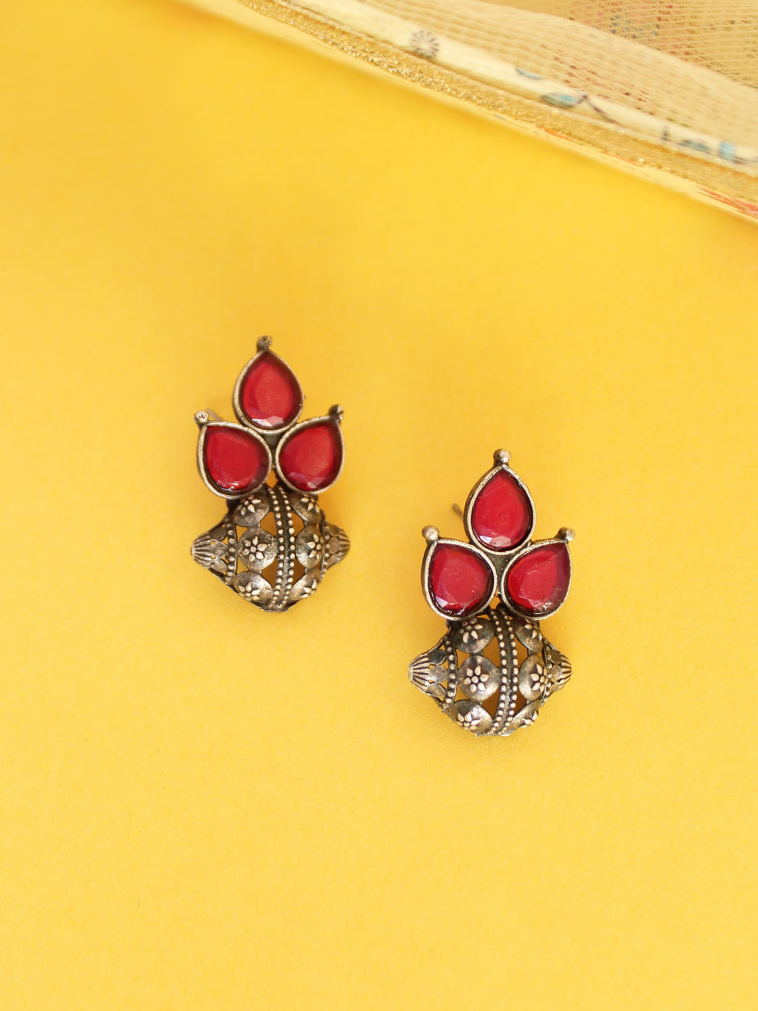 Pink Color Oxidised Earrings