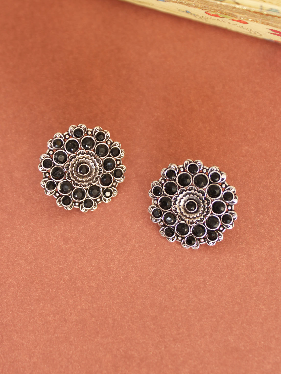 Black Color Oxidised Earrings
