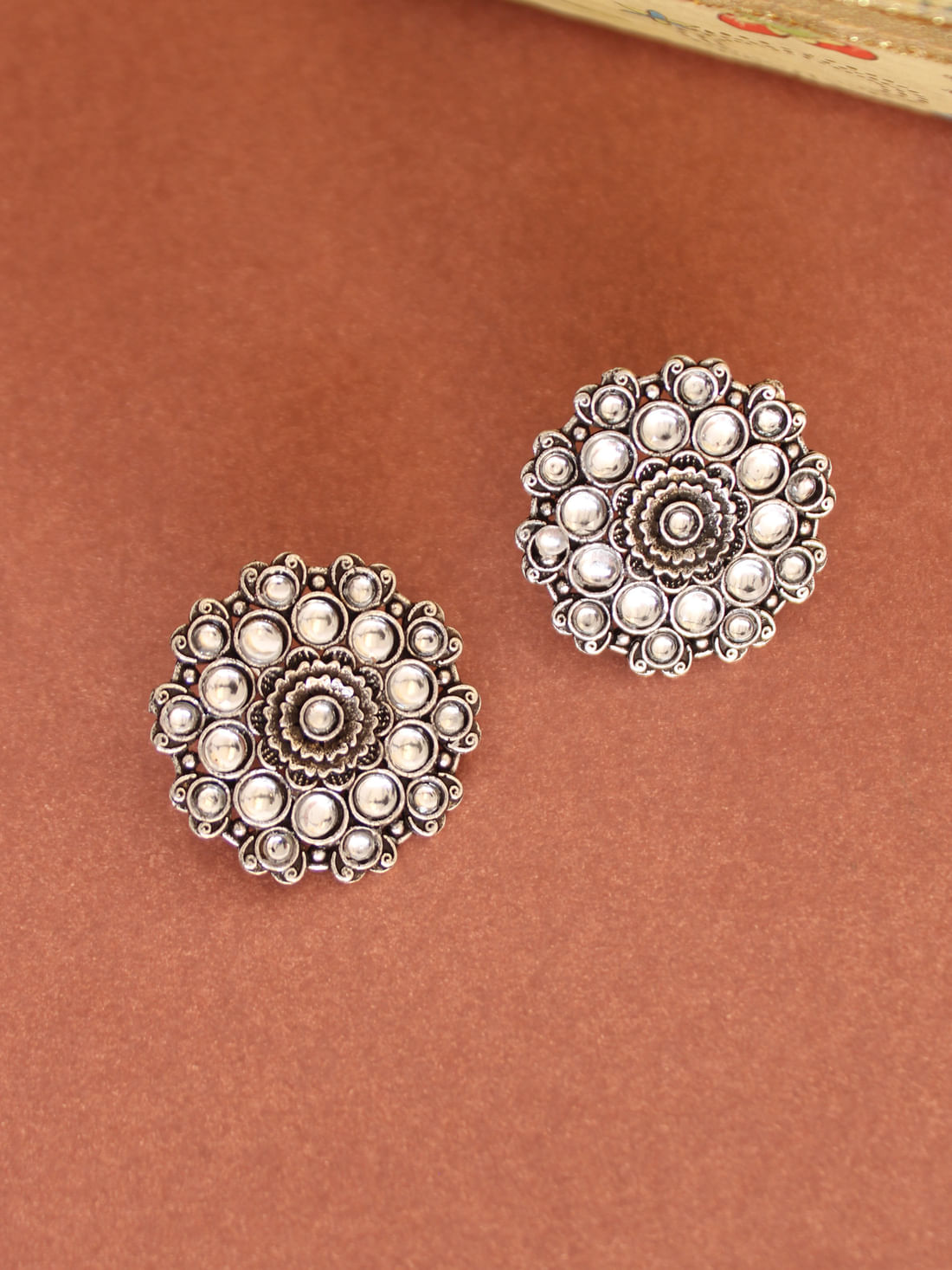 White Color Oxidised Earrings